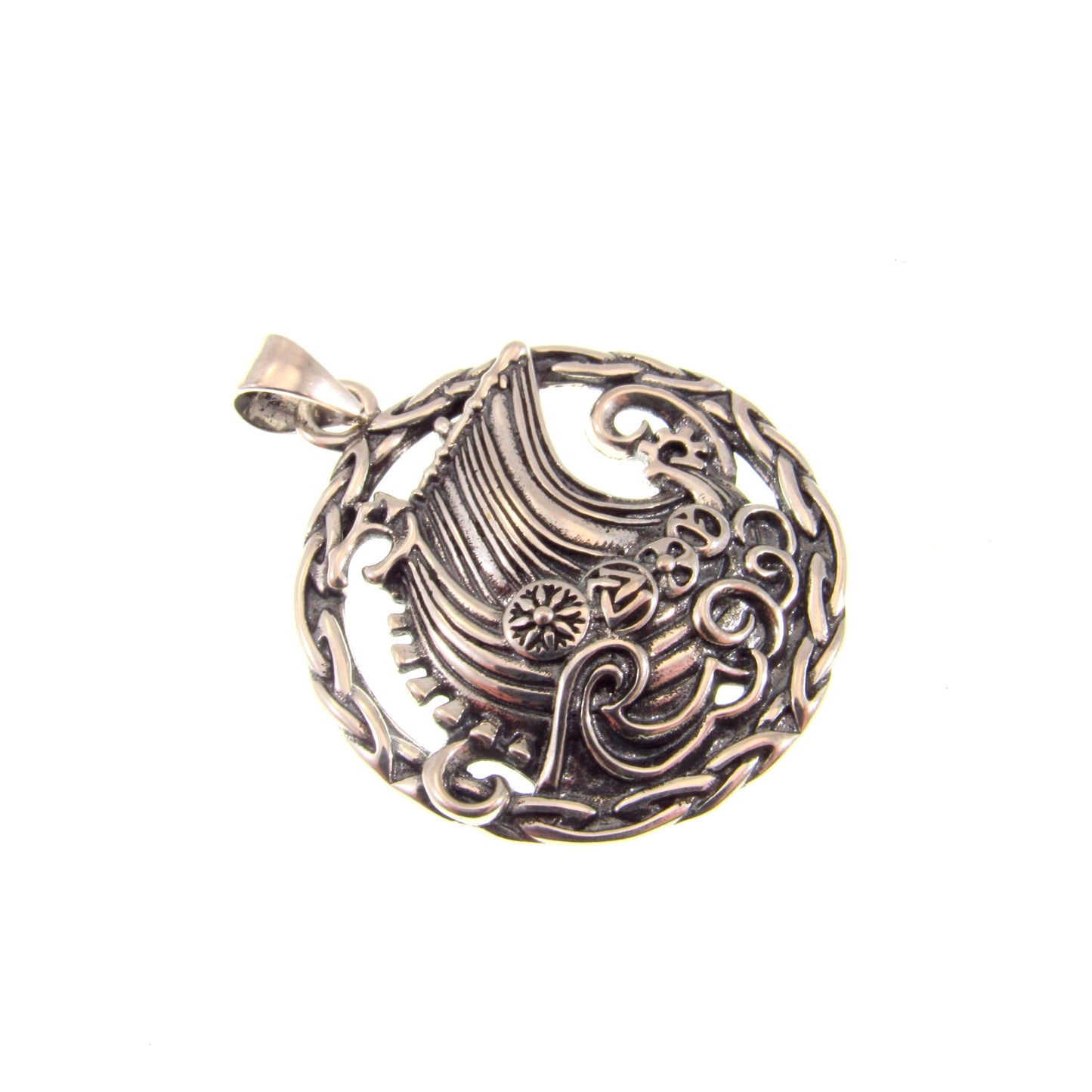 Solid 925 Sterling Silver Viking Ship Pendant, Norse Longboat Necklace Pendant, Ocean Scene Amulet, Silver Longship Charm, Sailboat Jewelry