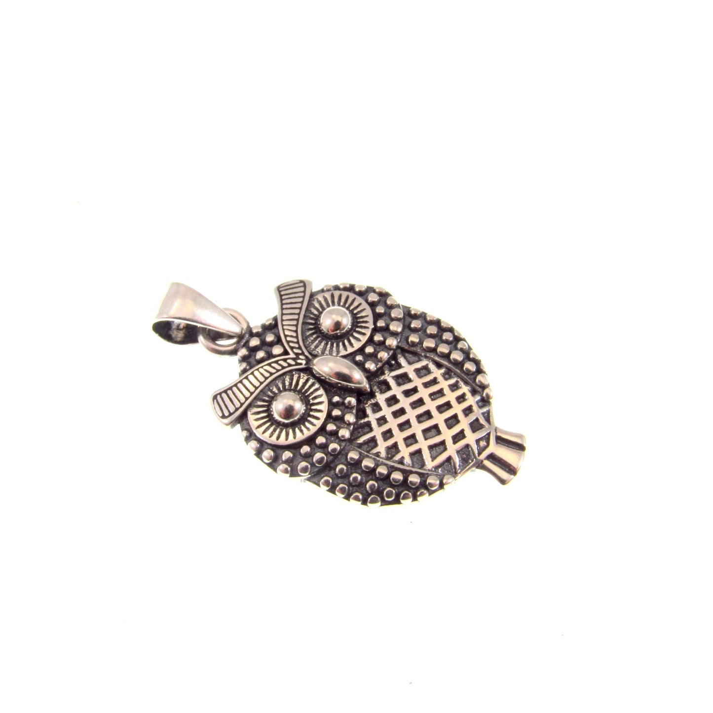 Solid 925 Sterling Silver Owl Pendant – Textured Retro Style Bird Charm – Symbol of Wisdom – Silver Owl Necklace Charm - Cottagecore Jewelry