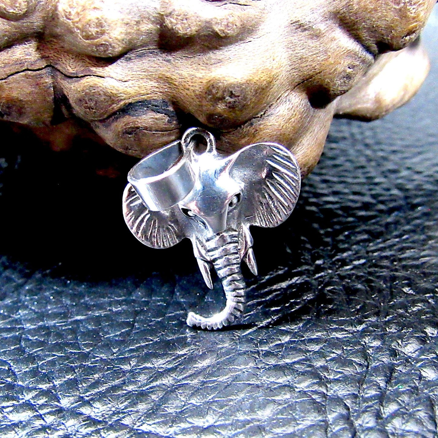 Solid 925 Sterling Silver Elephant Head Pendant – Tribal Elephant Jewelry, Good Luck Totem, Wildlife Gift, African Safari Charm