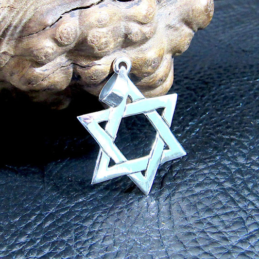 Solid 925 Sterling Silver Star of David Pendant – Interlocking Jewish Symbol Necklace Charm, Magen David Gift for Men & Women