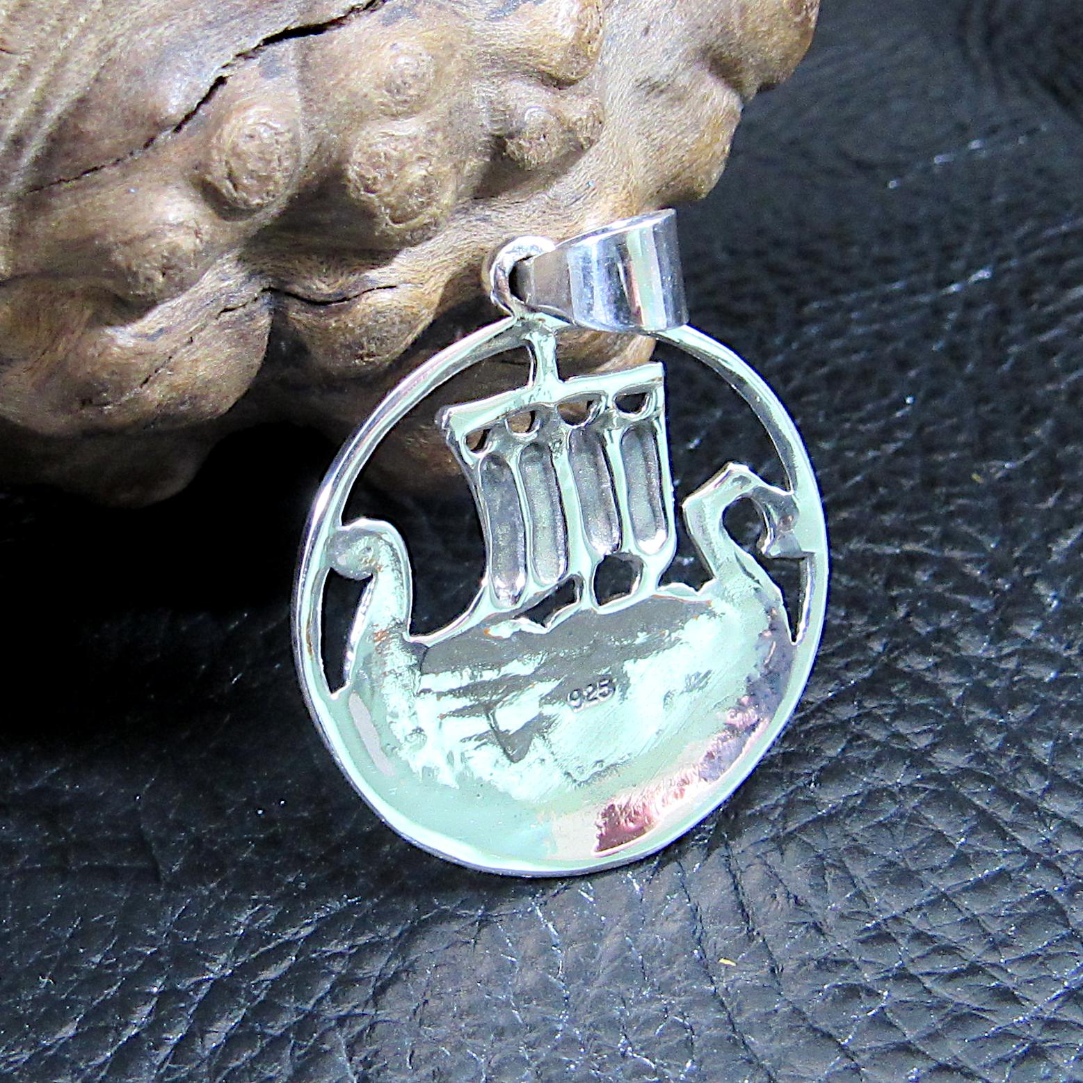 Solid 925 Sterling Silver Viking Ship Pendant, Norse Drakkar Necklace, Nordic Warrior Jewelry, Scandinavian Boat Amulet, Viking Gift for Him