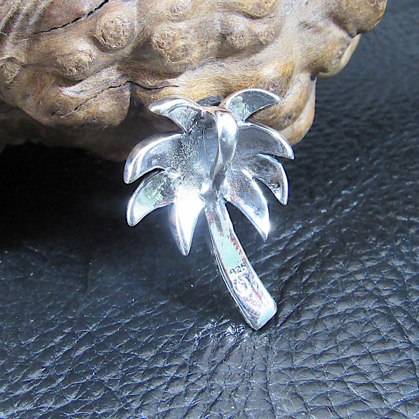 Solid 925 Sterling Silver Rainbow Paua Shell Palm Tree Slide Pendant, Handcrafted Abalone Shell Jewelry, Summer & Beach Interest