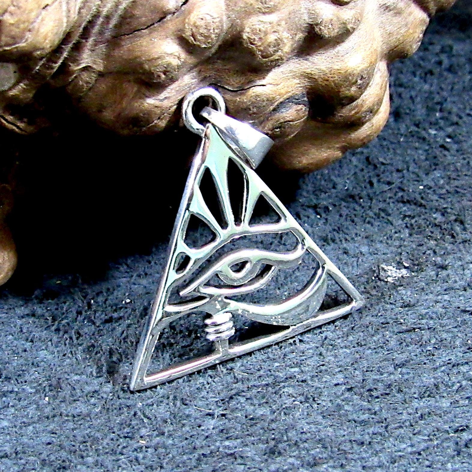 Solid 925 Sterling Silver Eye of Providence Pendant – Illuminati Triangle Necklace Amulet, Masonic Jewelry, Occult Symbol, Esoteric Gift