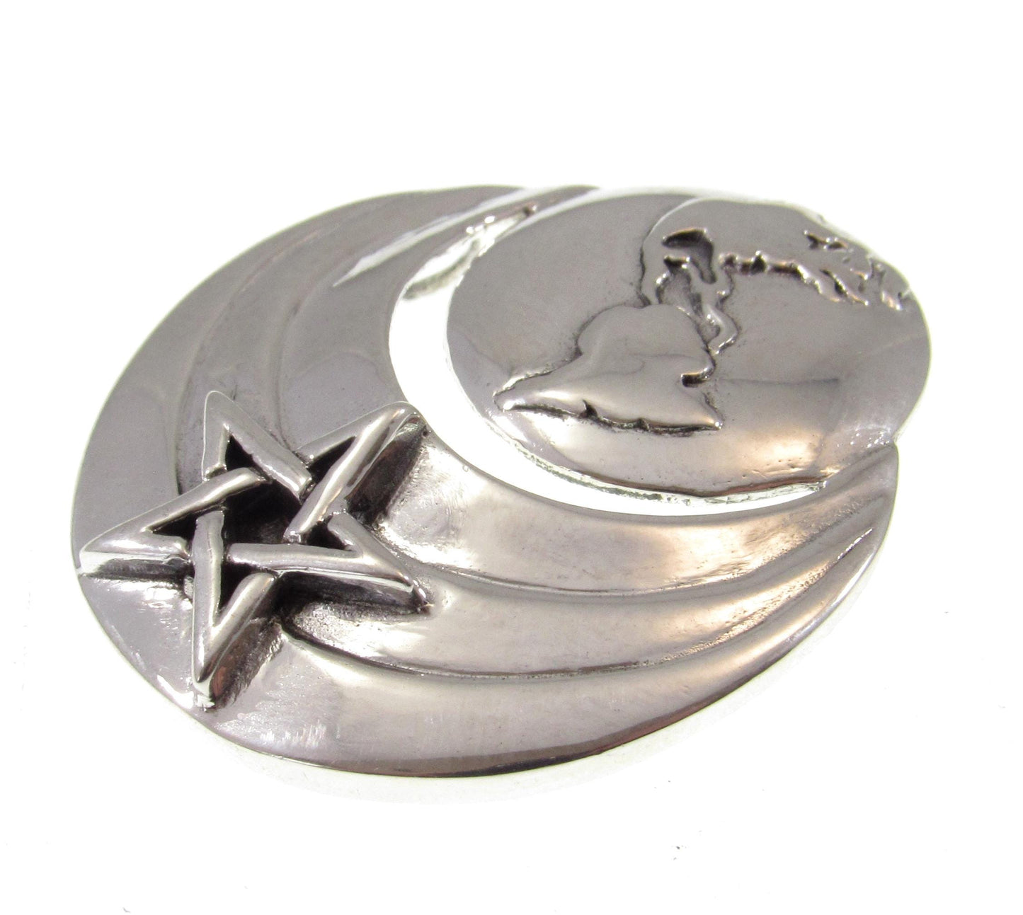 Solid 925 Sterling Silver Earth and Star Pendant – Planet & Pentacle Necklace Amulet – Cosmic Pagan Jewelry – Wiccan Celestial Globe Pendant