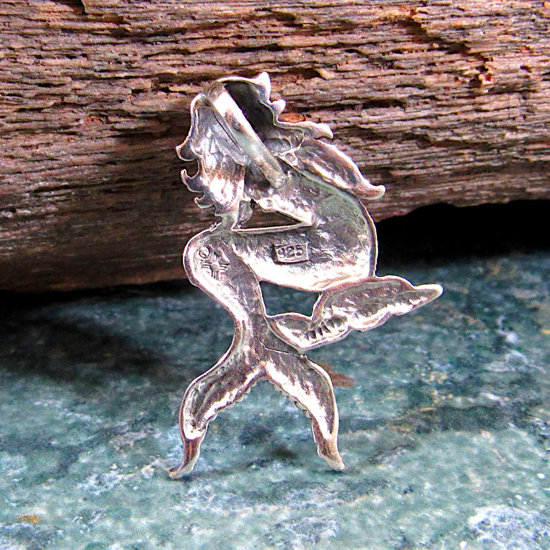 Solid 925 Sterling Silver Mermaid Pendant, Ocean Goddess Jewelry, Mythical Sea Siren, Nautical Charm, Fantasy Beachcore Necklace Pendant