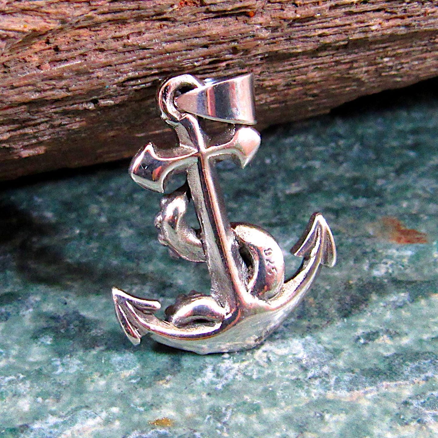 Solid 925 Sterling Silver Ship's Anchor Pendant with Octopus Tentacles, Mens Gothic Inspired Nautical Jewelry, Sea Kraken Necklace Charm