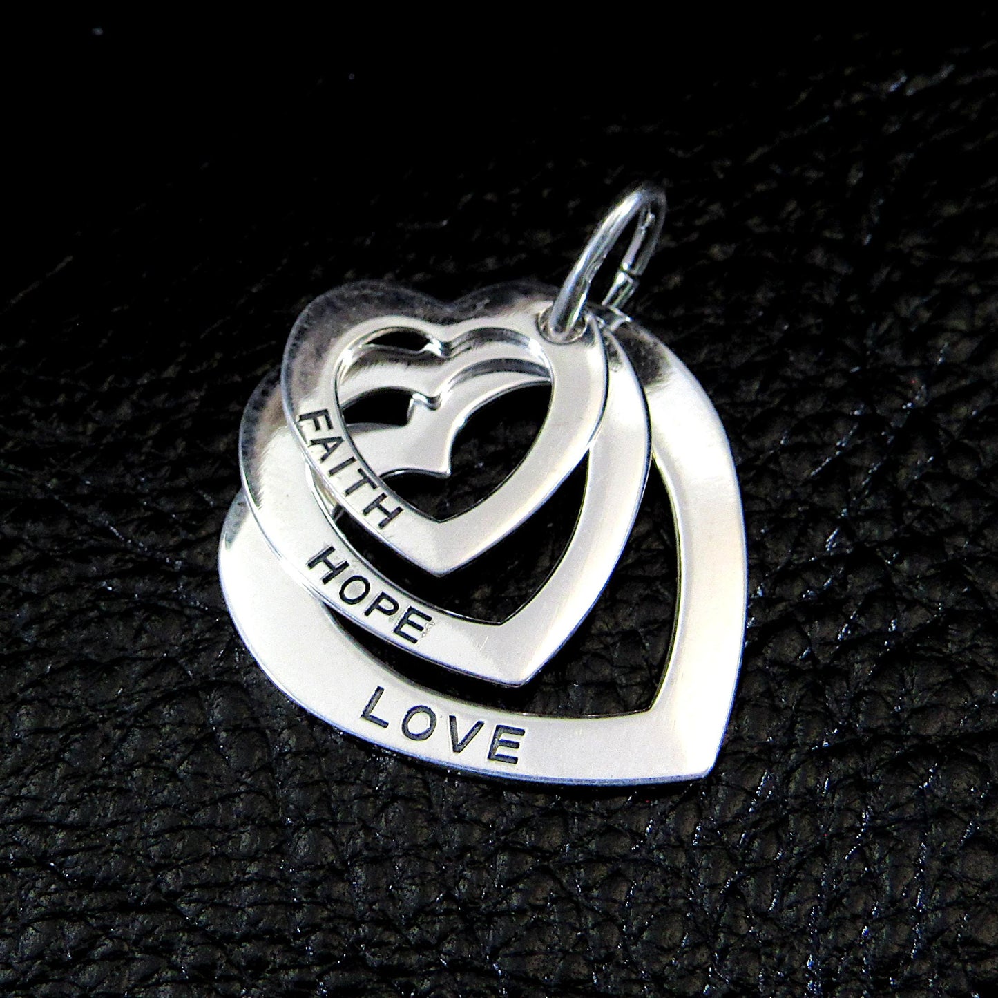 Solid 925 Sterling Silver Faith Love Hope Pendant, Heart Pendant, 3 Hearts Charm, Women's Symbol of Friendship Jewelry, Best Friend Gift