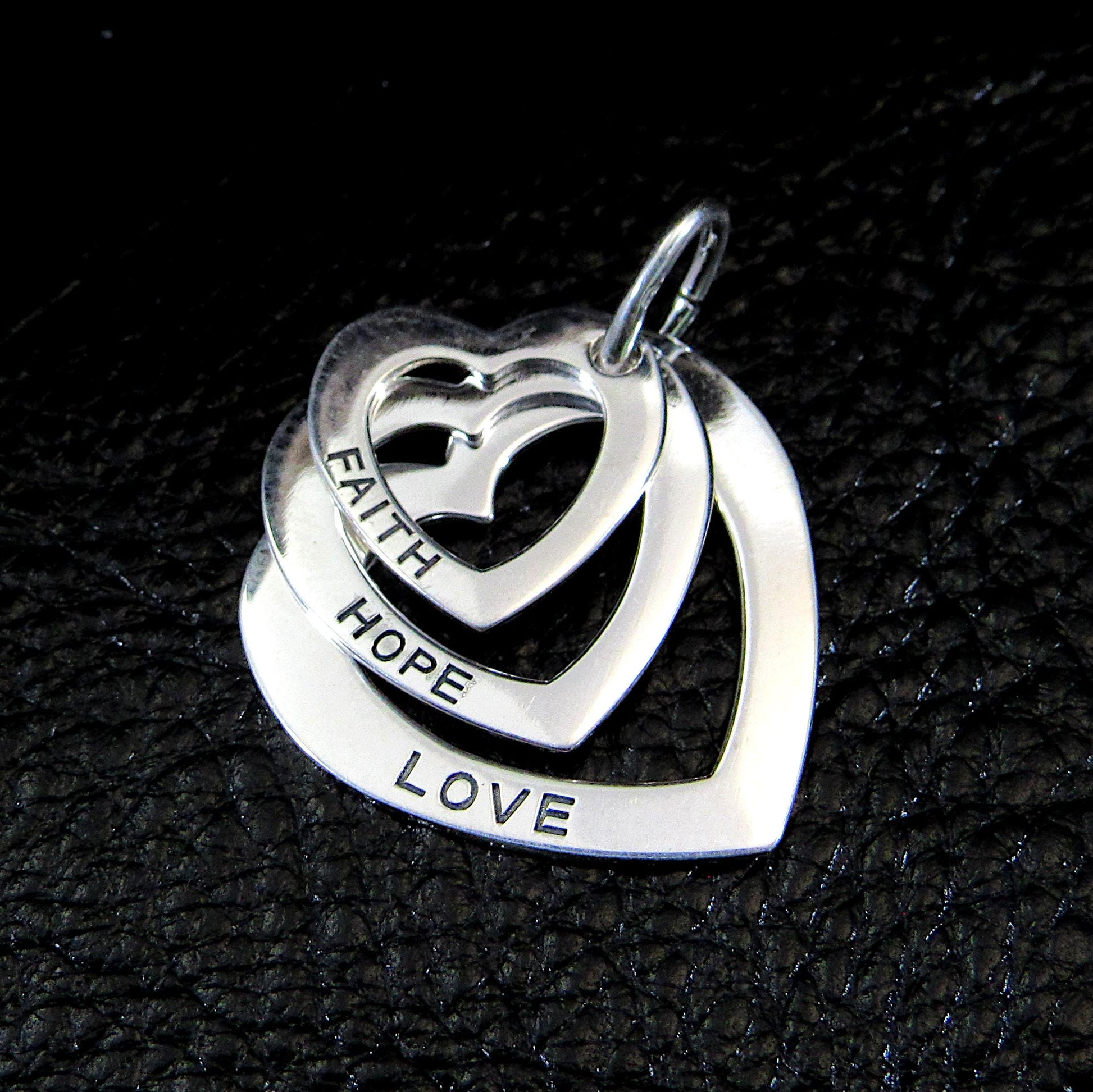 Solid 925 Sterling Silver Faith Love Hope Pendant, Heart Pendant, 3 Hearts Charm, Women's Symbol of Friendship Jewelry, Best Friend Gift