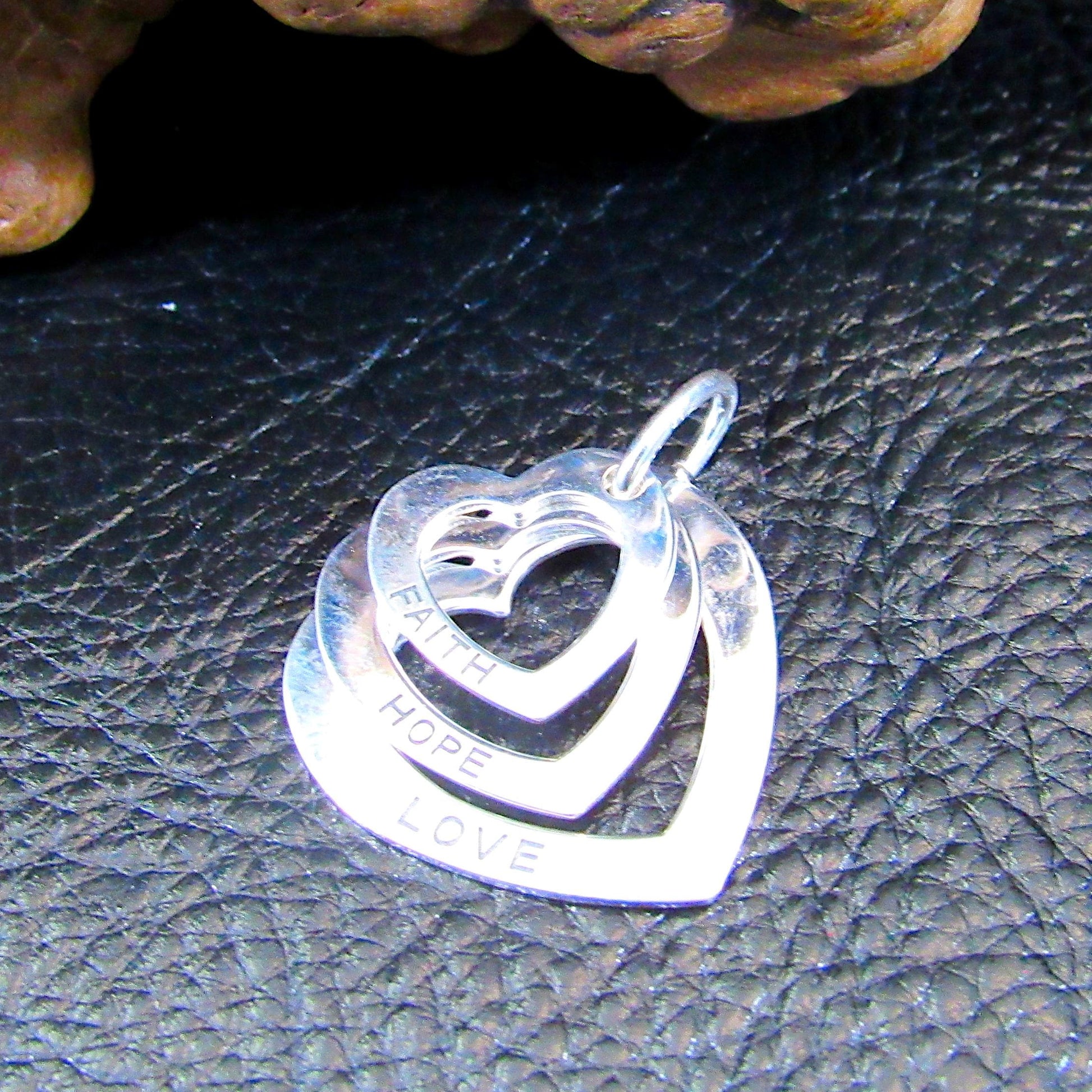 Solid 925 Sterling Silver Faith Love Hope Pendant, Heart Pendant, 3 Hearts Charm, Women's Symbol of Friendship Jewelry, Best Friend Gift
