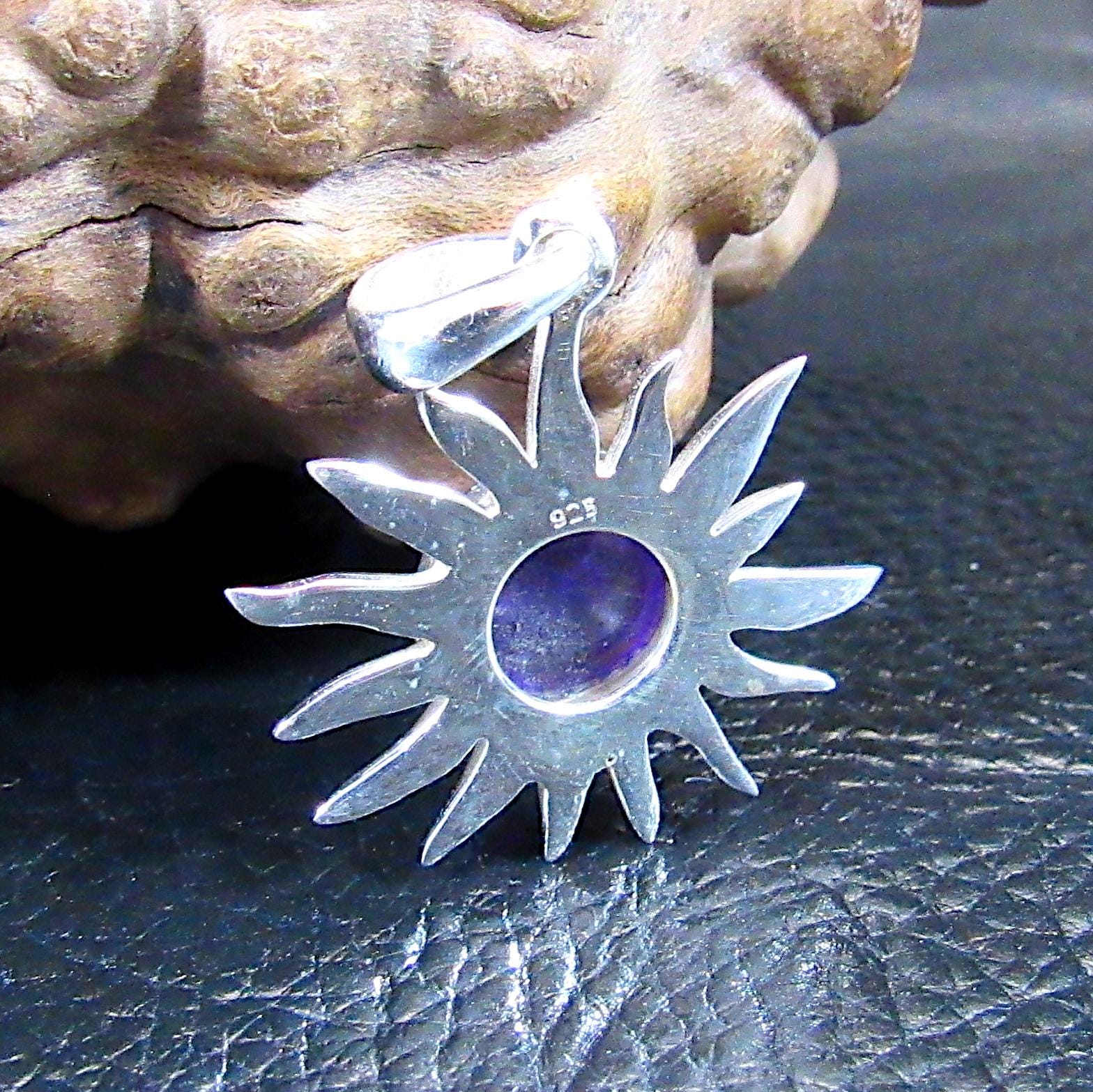 Solid 925 Sterling Silver Sun Pendant – Amethyst, Labradorite, or Rainbow Moonstone - Celestial Jewelry, Gemstone Charm Necklace Pendant