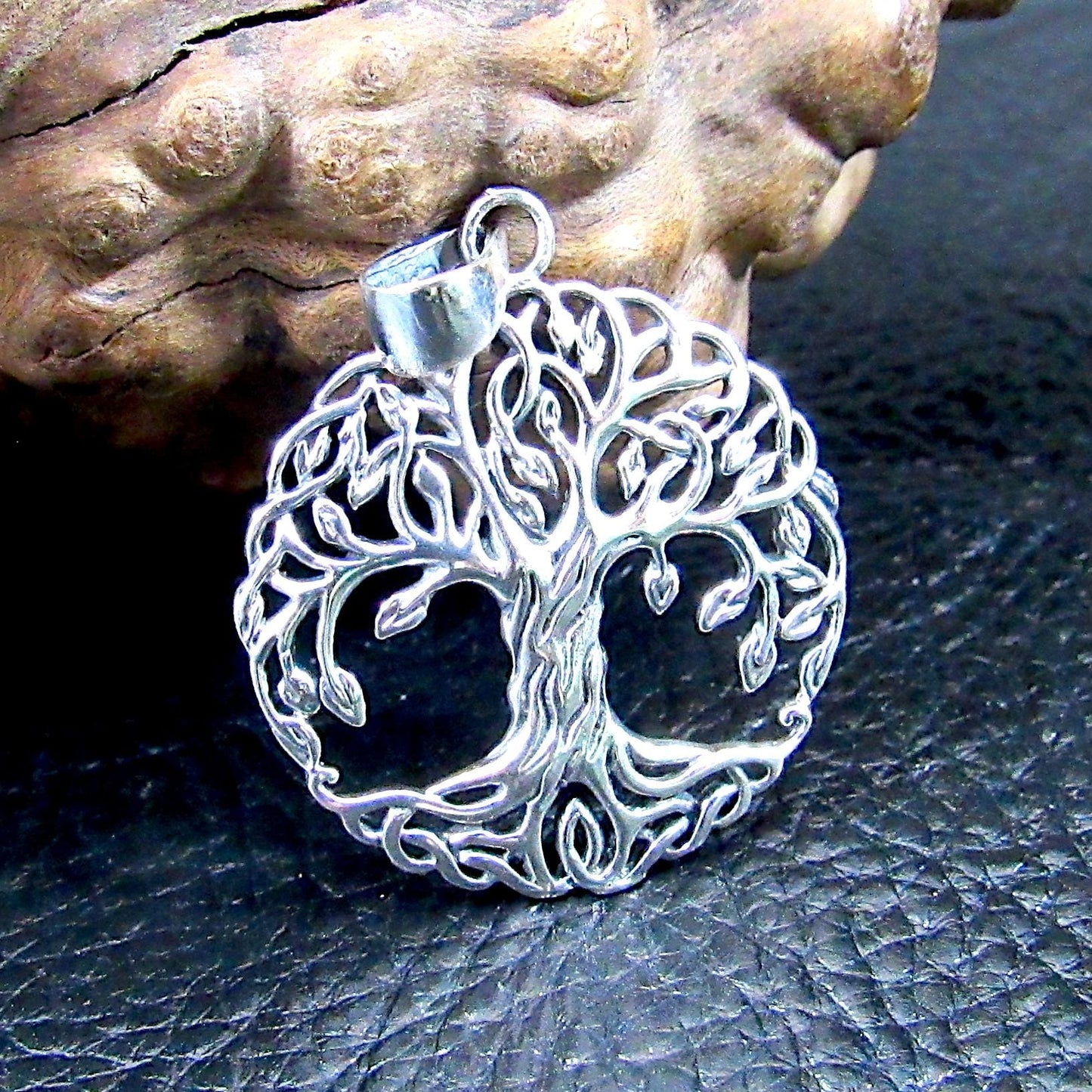 Solid 925 Sterling Silver Tree of Life Pendant – Celtic Knotwork Jewelry – Sacred Geometry Amulet – Norse Gift, Silver Nature Necklace Charm