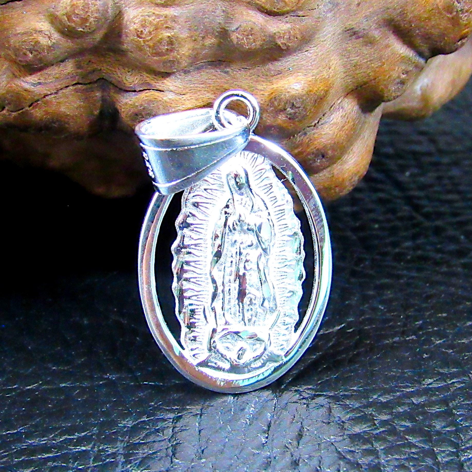 Solid 925 Sterling Silver Virgin Mary Pendant – Our Lady of Guadalupe Necklace Medal, Religious Jewelry, Catholic Charm, Spiritual Gift