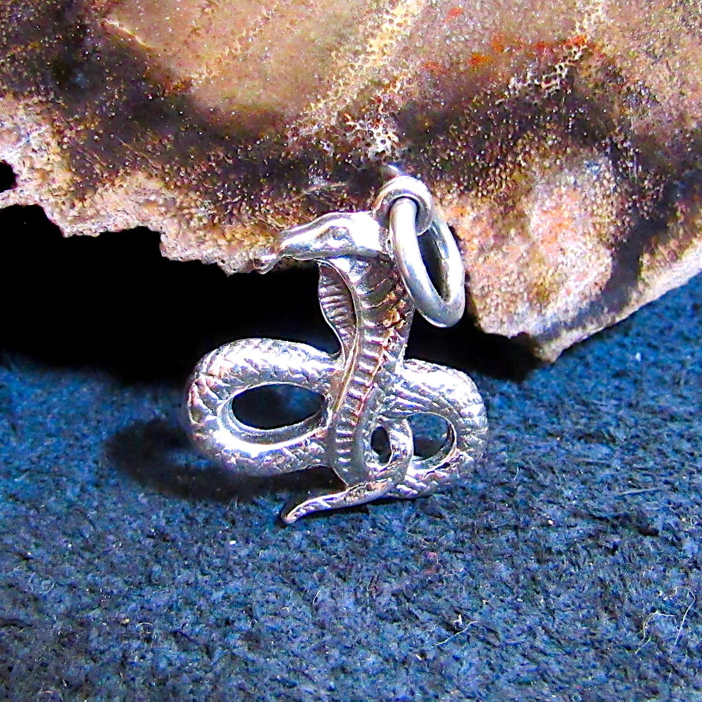 Solid 925 Sterling Silver Cobra Snake Pendant, Snake Charming Dancing Cobra, Gothic Reptile Jewelry, Serpent Necklace Charm