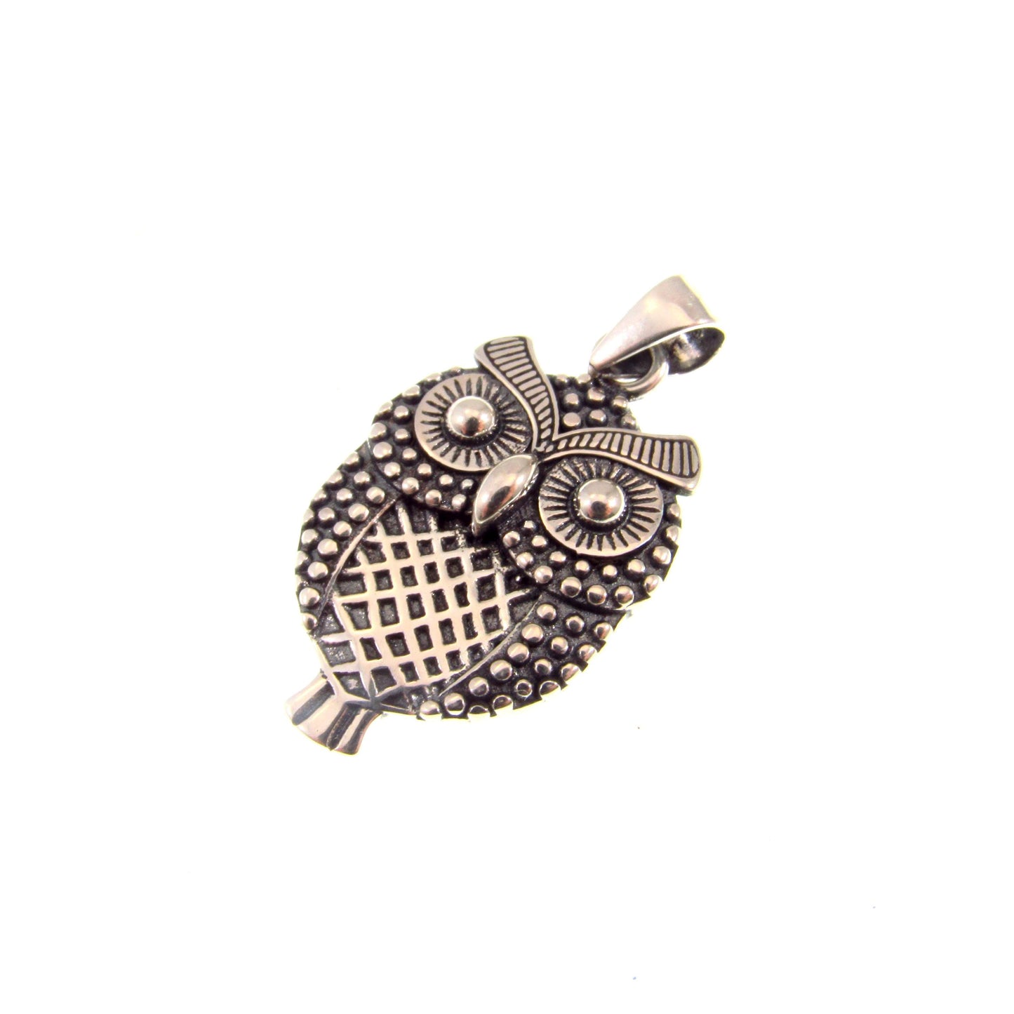 Solid 925 Sterling Silver Owl Pendant – Textured Retro Style Bird Charm – Symbol of Wisdom – Silver Owl Necklace Charm - Cottagecore Jewelry