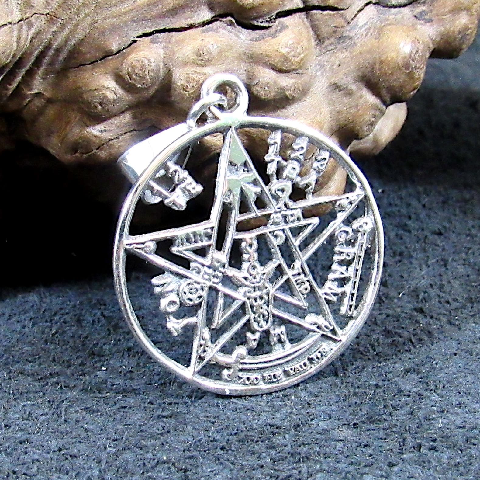 Solid 925 Sterling Silver Tetragrammaton Pendant – Ritual Protection Pentacle – Occult Ceremonial Talisman – Wiccan Pagan Witch Jewelry