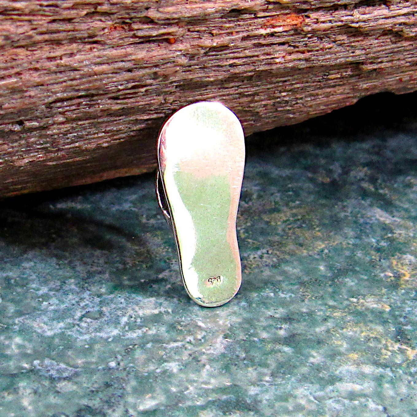 Solid 925 Sterling Silver Flip Flop Slide Pendant, Summer Sandal Charm, Beachcomber Gift, Tropical Beach Jewelry, Nautical Necklace Charm