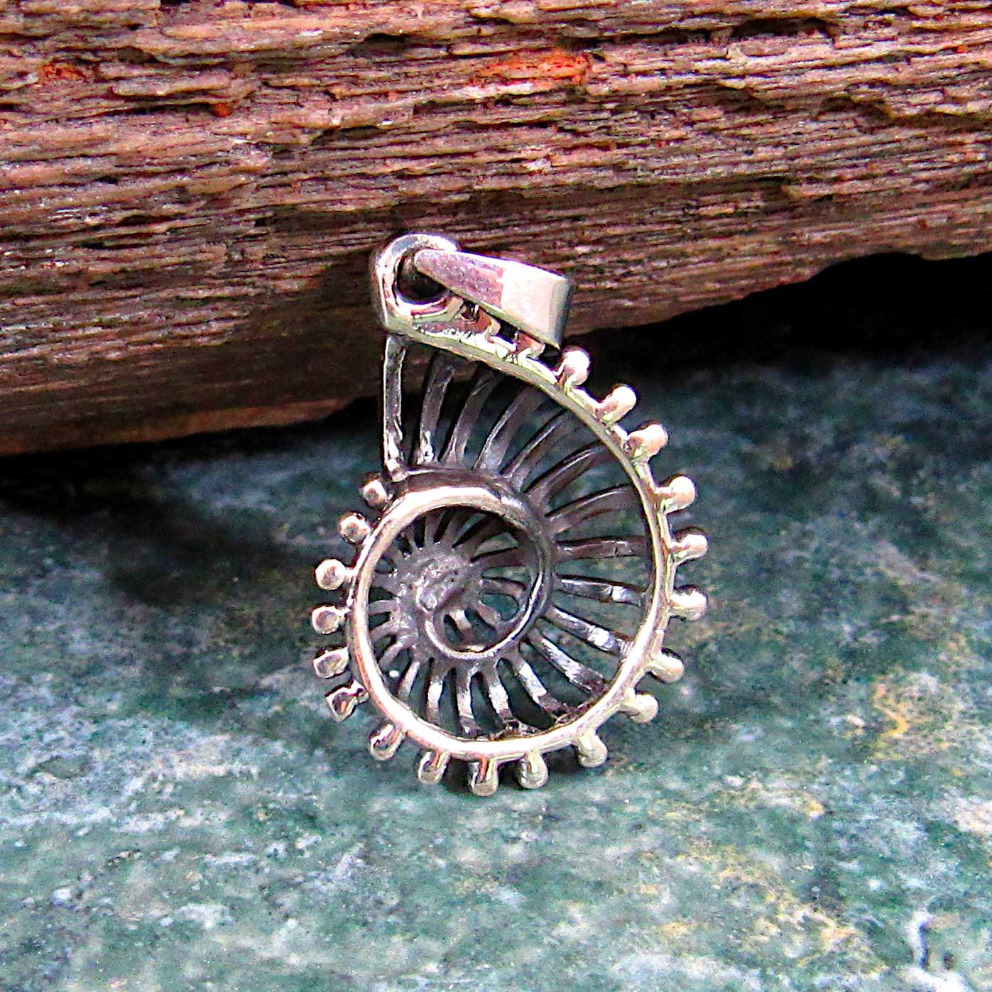 Solid 925 Sterling Silver Seashell Pendant, Spiral Nautilus Charm, Beachcomber Gift, Ocean Inspired Sea Life Charm, Summer Beach Jewelry