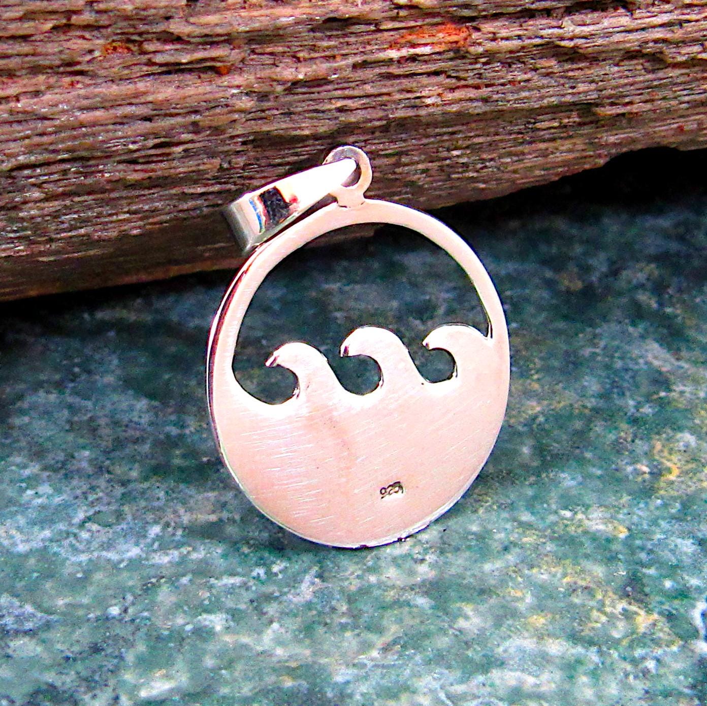 Solid 925 Sterling Silver Ocean Wave Pendant, Minimalist Surf Charm, Gift for Surfer, Triple Wave Charm, Oceancore / Beachcore Jewelry