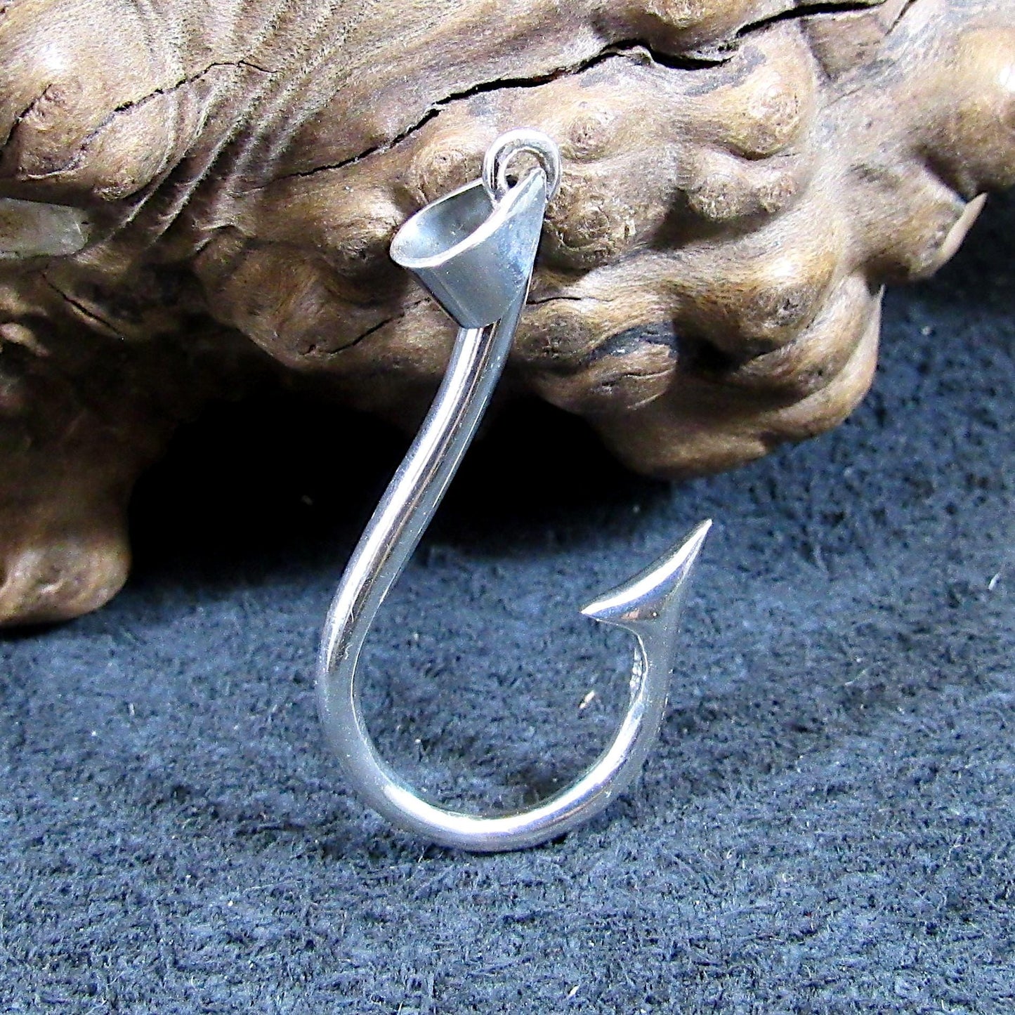 Solid 925 Sterling Silver Fish Hook Pendant - Barbed Fishhook - Handcrafted Fisherman's Charm - Unique High Quality Nautical Jewelry