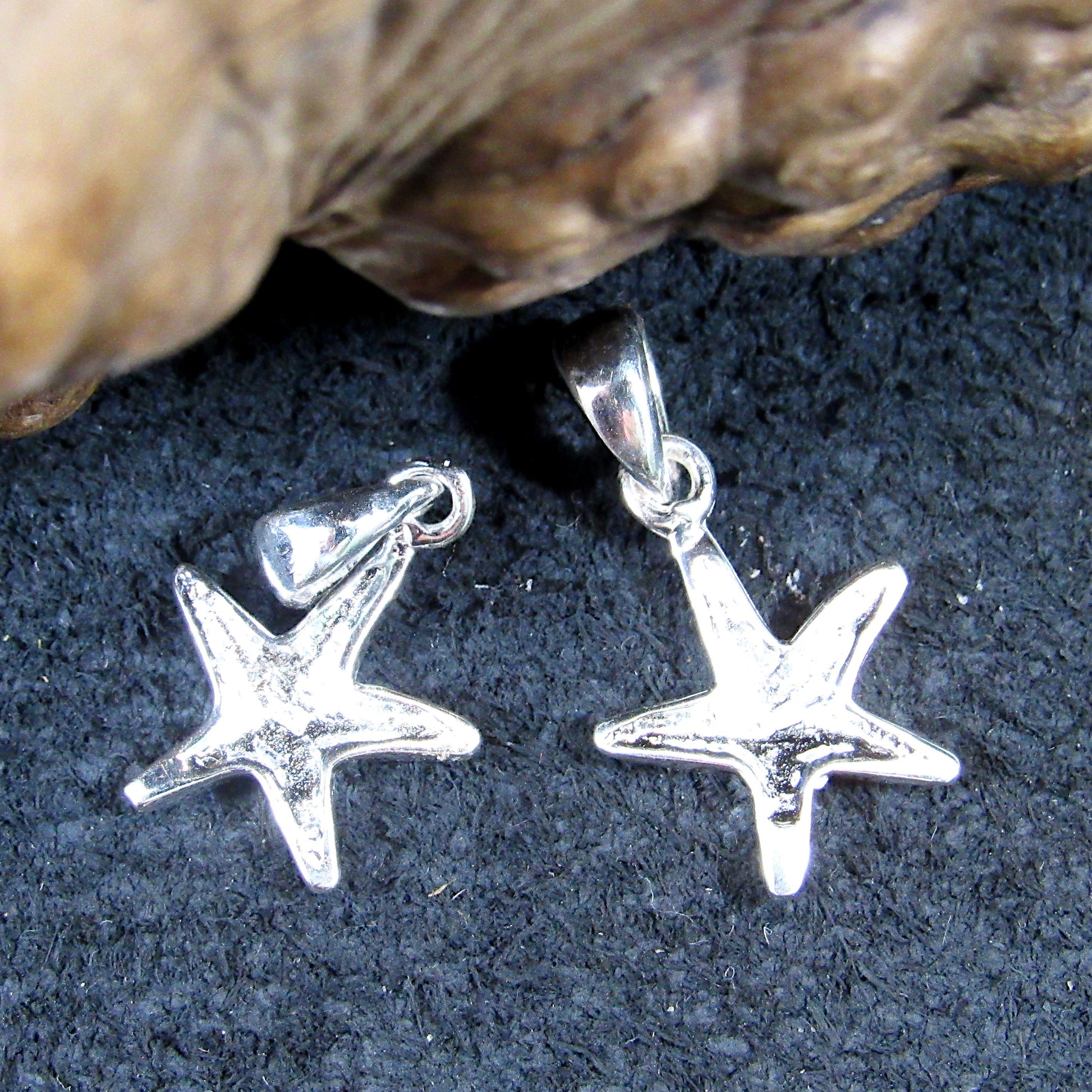 Solid 925 Sterling Silver Starfish Pendant - Blue or White Opal Inlay - Tropical Beach Charm, Nautical Jewelry, Sea Life Necklace Pendant