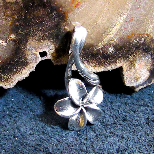 Solid 925 Sterling Silver Plumeria Slide Pendant – Hawaiian Flower Necklace Charm – Naturecore Jewelry, Boho Botanical Pendant, Gift for Her