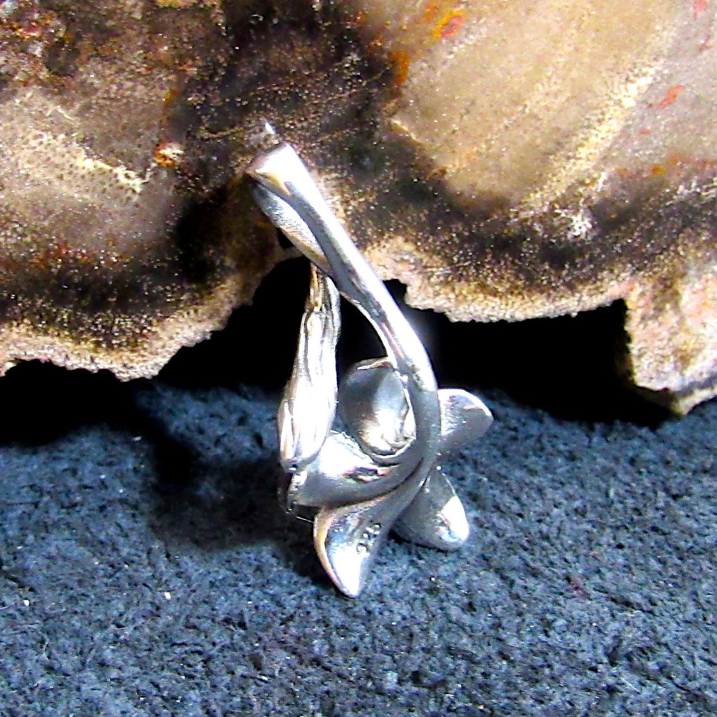 Solid 925 Sterling Silver Plumeria Slide Pendant – Hawaiian Flower Necklace Charm – Naturecore Jewelry, Boho Botanical Pendant, Gift for Her