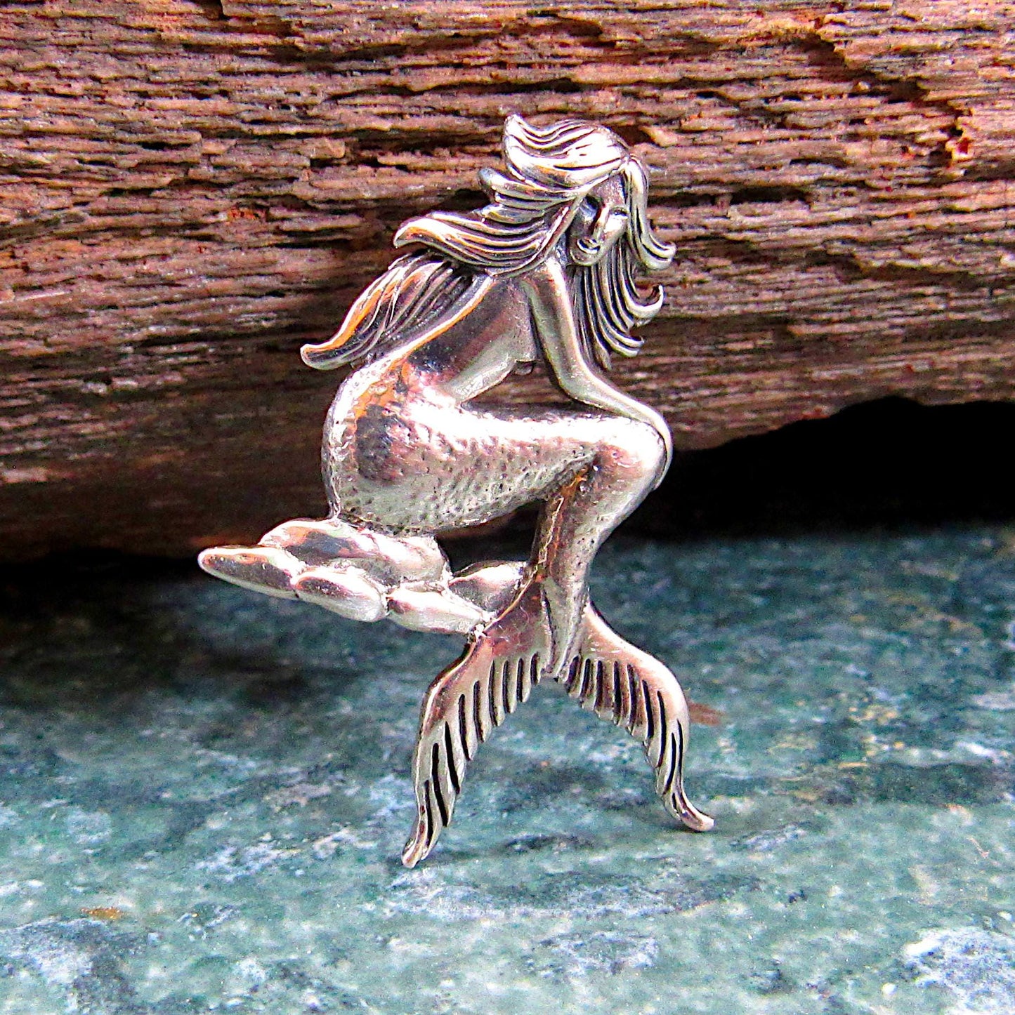 Solid 925 Sterling Silver Mermaid Pendant, Ocean Goddess Jewelry, Mythical Sea Siren, Nautical Charm, Fantasy Beachcore Necklace Pendant