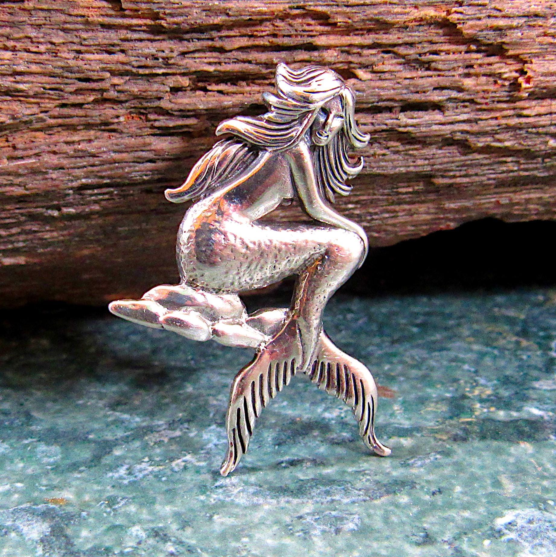 Solid 925 Sterling Silver Mermaid Pendant, Ocean Goddess Jewelry, Mythical Sea Siren, Nautical Charm, Fantasy Beachcore Necklace Pendant