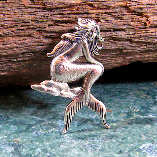 Solid 925 Sterling Silver Mermaid Pendant, Ocean Goddess Jewelry, Mythical Sea Siren, Nautical Charm, Fantasy Beachcore Necklace Pendant