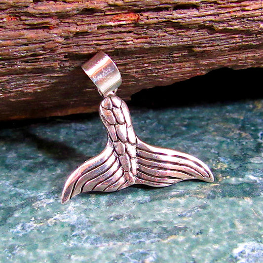 Mermaid Tail Pendant - Solid 925 Sterling Silver - Whale Tail Necklace Charm - Handcrafted Nautical Jewelry, Unique Design, Ocean Lover Gift
