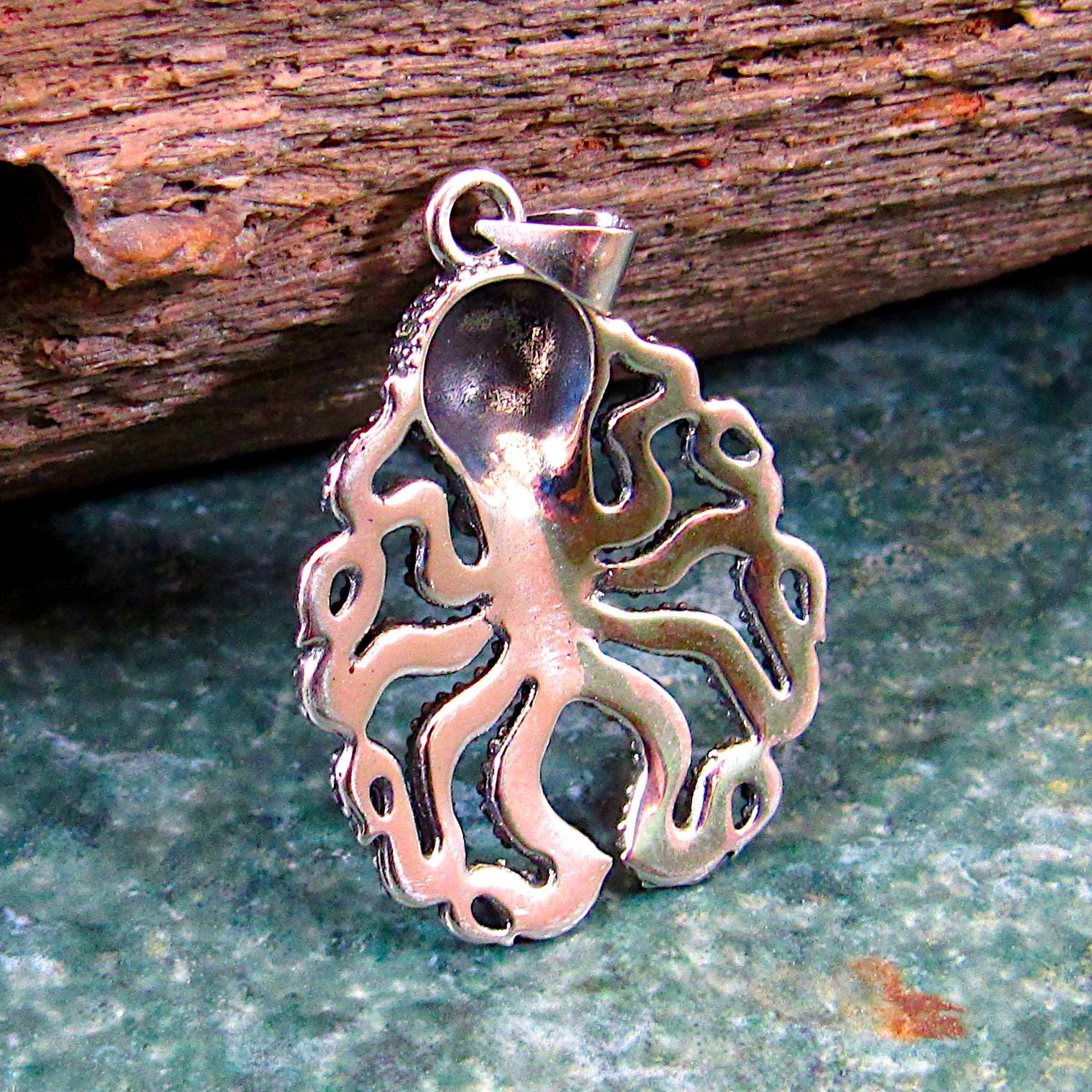 Solid 925 Sterling Silver Octopus Pendant – Kraken Jewelry for Men or Women, Nautical Tentacle Sea Creature Necklace Charm, Ocean Lover Gift
