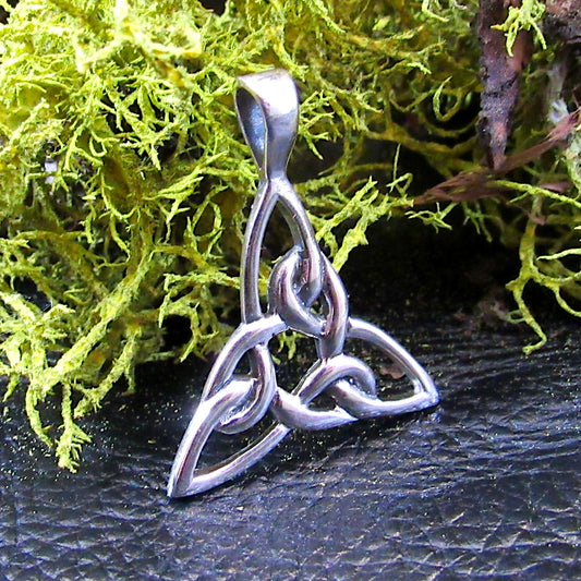 Solid 925 Sterling Silver Triquetra Pendant – Celtic Trinity Knot Necklace Charm, Irish Knot Amulet, Viking Jewelry Gift for Him or Her