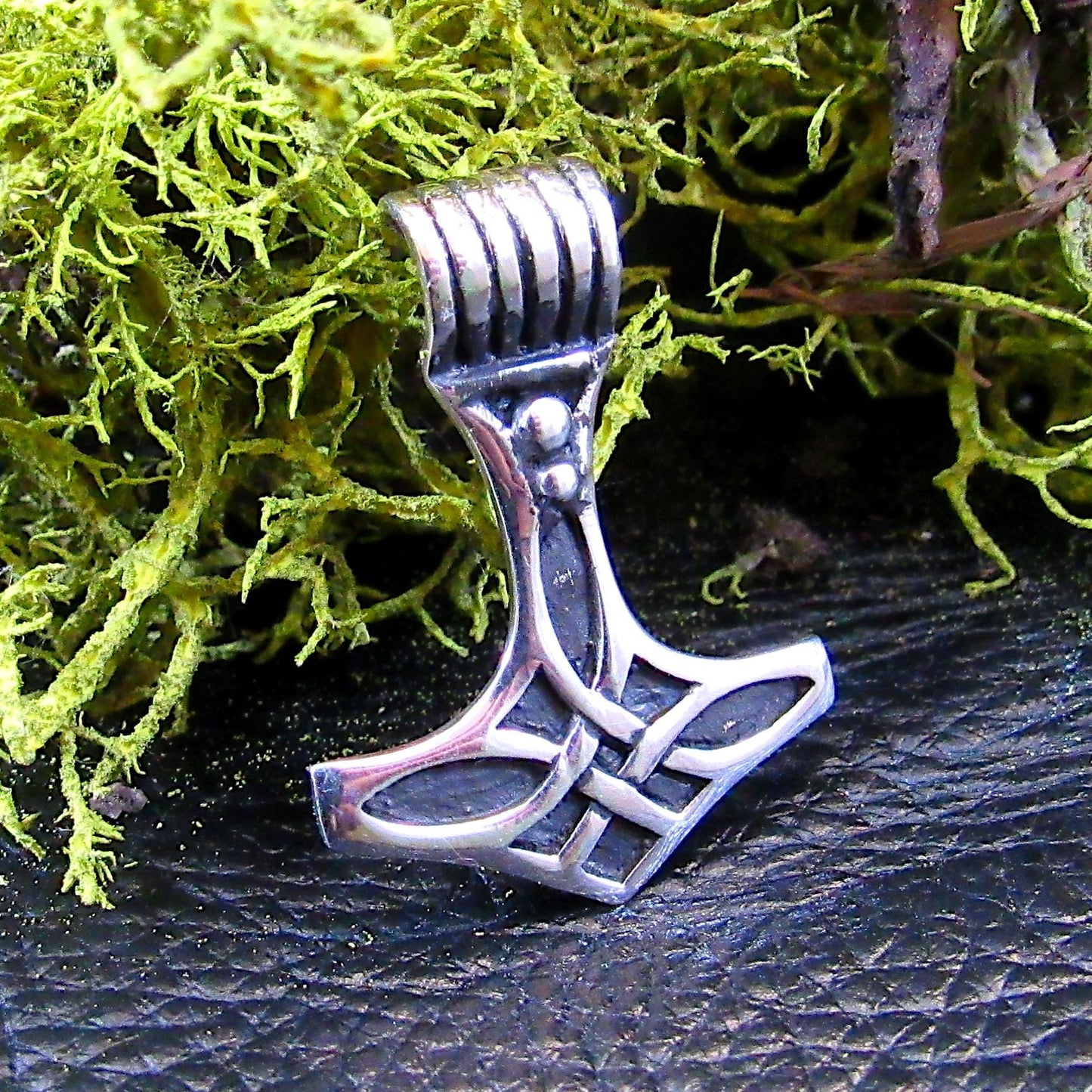 Solid 925 Sterling Silver Thor’s Hammer Slide Pendant – Handcrafted Viking Jewelry – Norse Mythology Charm – Mjolnir Celtic Knotwork Amulet