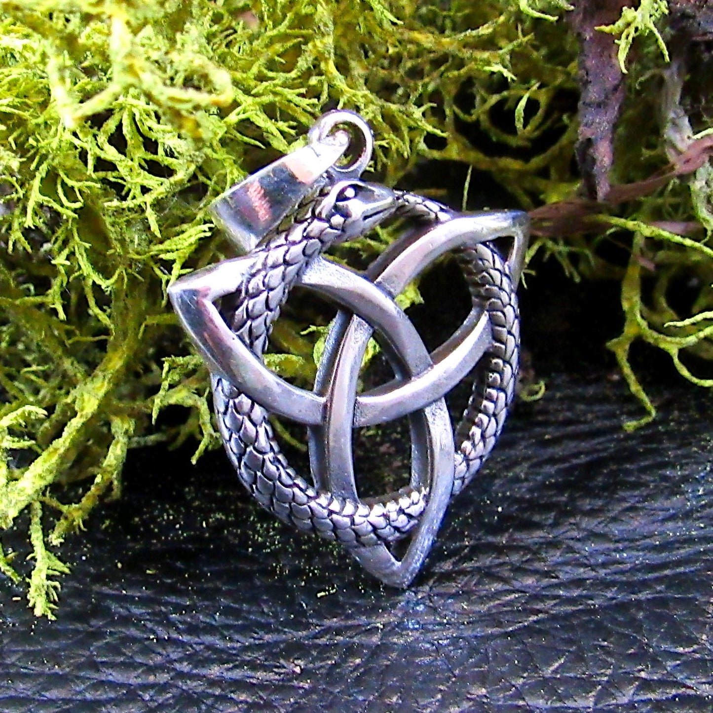 Solid 925 Sterling Silver Ouroboros Celtic Knot Pendant - Norse Viking Necklace Pendant - Snake Infinity Knot Amulet - Pagan Wiccan Jewelry