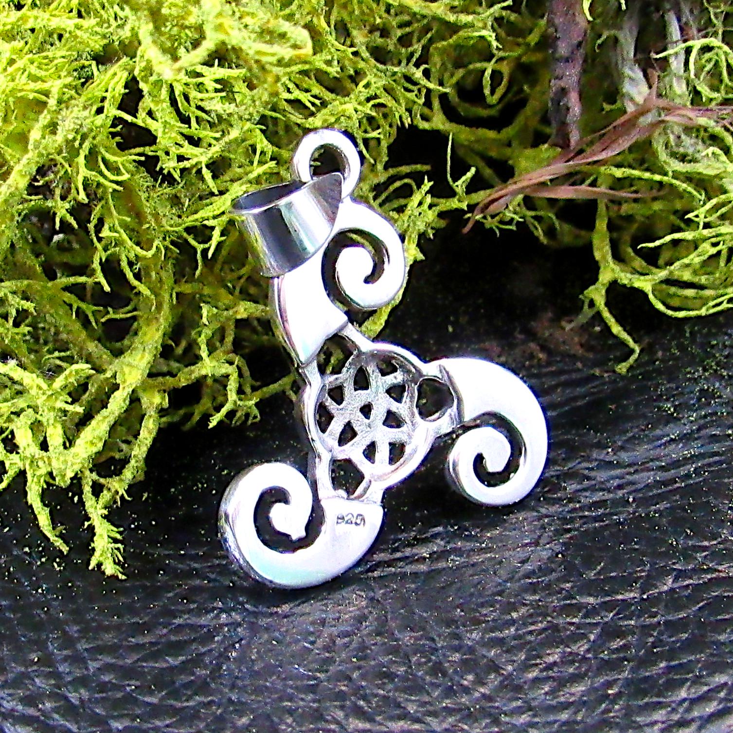 Solid 925 Sterling Silver Triskelion Pendant – Celtic Spiral Necklace Charm, Pagan Trinity Knot, Norse / Viking Jewelry Gift for Him & Her