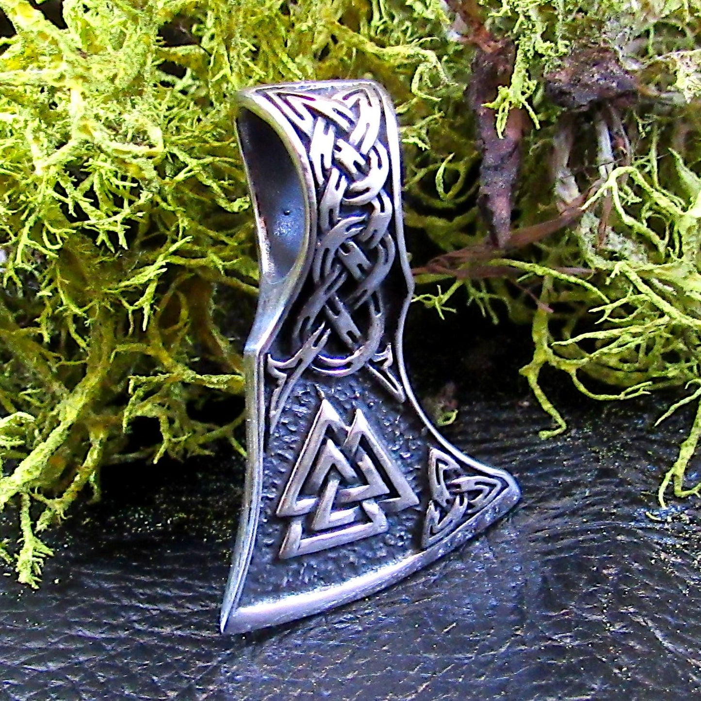 Solid 925 Sterling Silver Mens Thor's Hammer Mjollnir Slide Pendant - Norse Amulet with Valknut Symbol - Celtic Jewelry - Infinity Knotwork