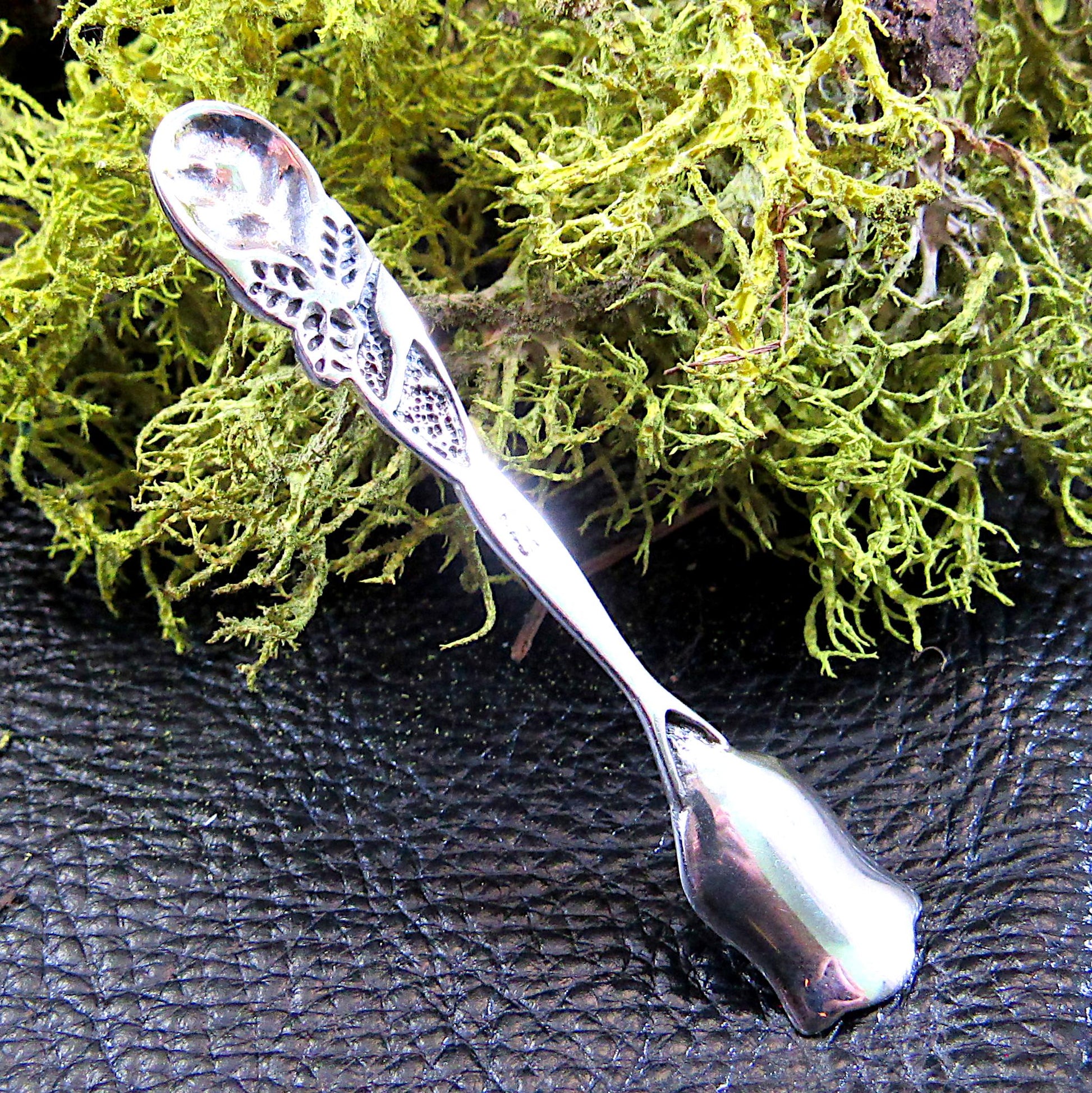 Solid 925 Sterling Silver Salt Spoon, Celtic Flatware, Viking Herb Scooper, Tiny Shovel for Salt, Handmade Spice & Small Condiemtn Scoop