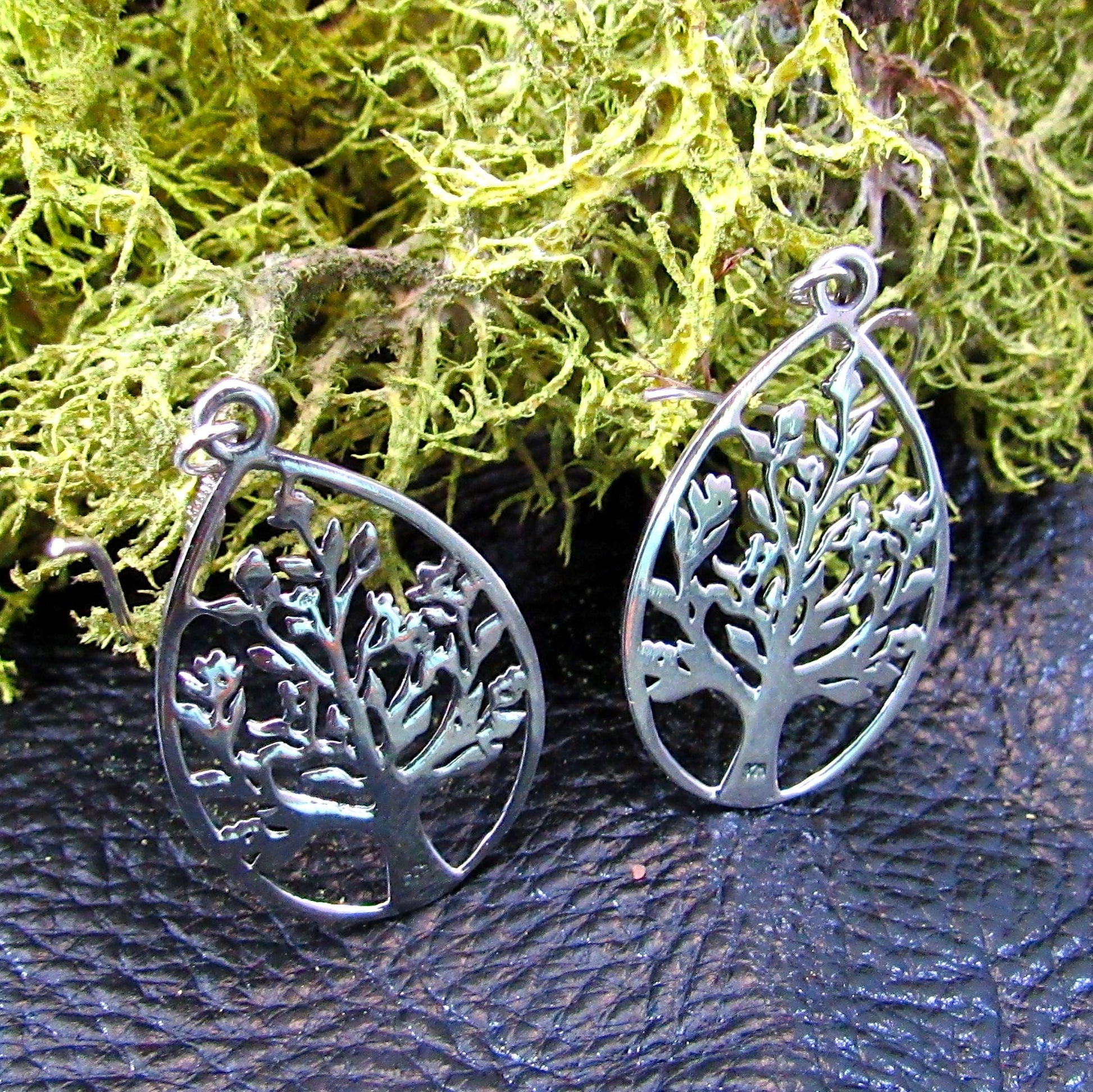 Solid 925 Sterling Silver Tree of Life Earrings, Drop Dangle Hook Earrings, Yggdrasil Sacred Tree Jewelry, Celtic Forestcore Fairycore Gift