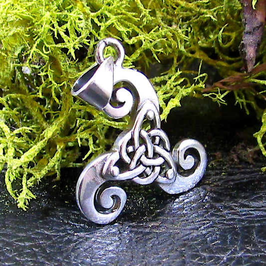 Solid 925 Sterling Silver Triskelion Pendant – Celtic Spiral Necklace Charm, Pagan Trinity Knot, Norse / Viking Jewelry Gift for Him & Her