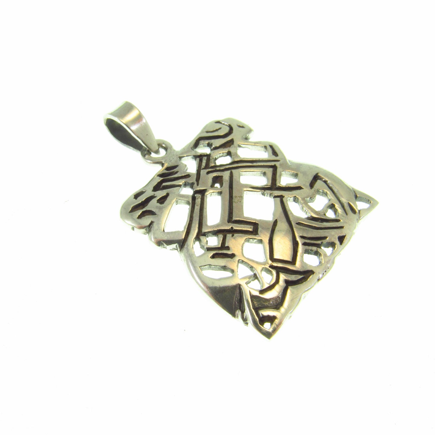 Solid Sterling Silver Celtic Maze Pendant – Abstract Knotwork Amulet – Pagan Wiccan Jewelry – Labyrinth Geometric Talisman - Necklace Charm