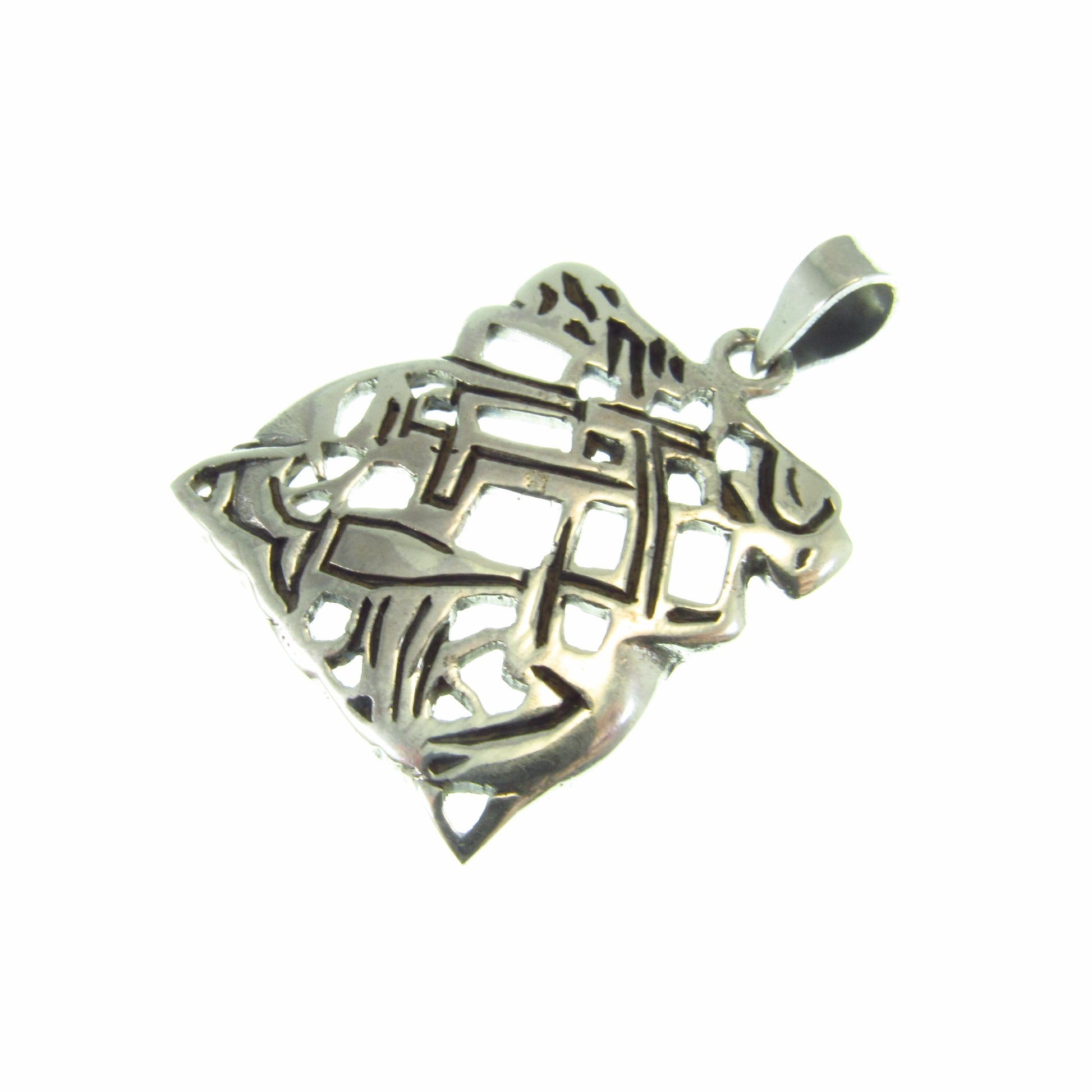 Solid Sterling Silver Celtic Maze Pendant – Abstract Knotwork Amulet – Pagan Wiccan Jewelry – Labyrinth Geometric Talisman - Necklace Charm
