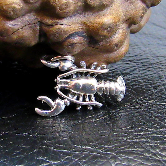 Solid 925 Sterling Silver Lobster Charm – 3D Lobster Pendant, Ocean Animal Jewelry, Nautical Sea Life Gift for Fish & Beach Lovers