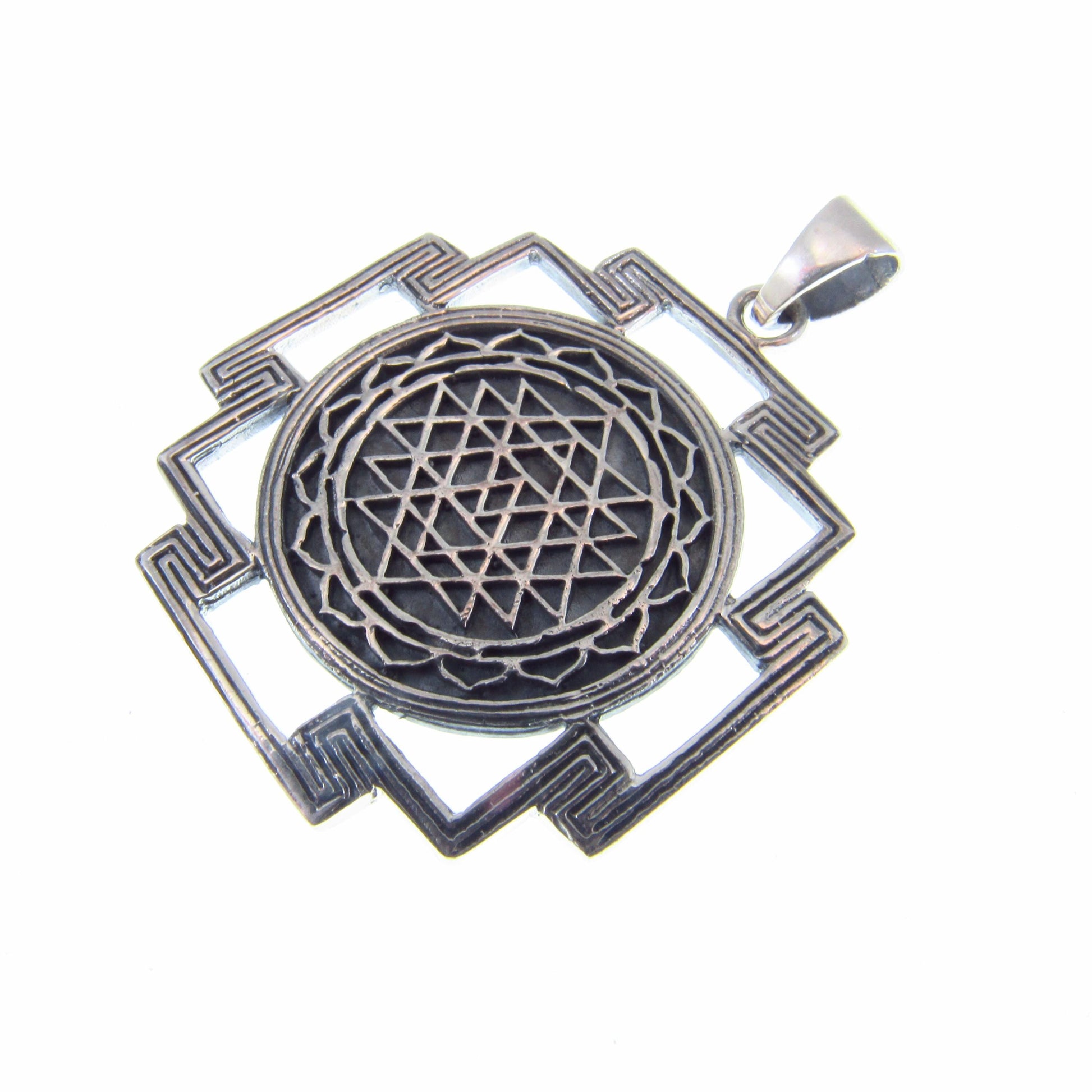 Solid 925 Sterling Silver Sri Yantra Pendant – Sacred Geometry Meditation Jewelry, Spiritual Symbol Necklace Pendant, Yoga Chakra Talisman
