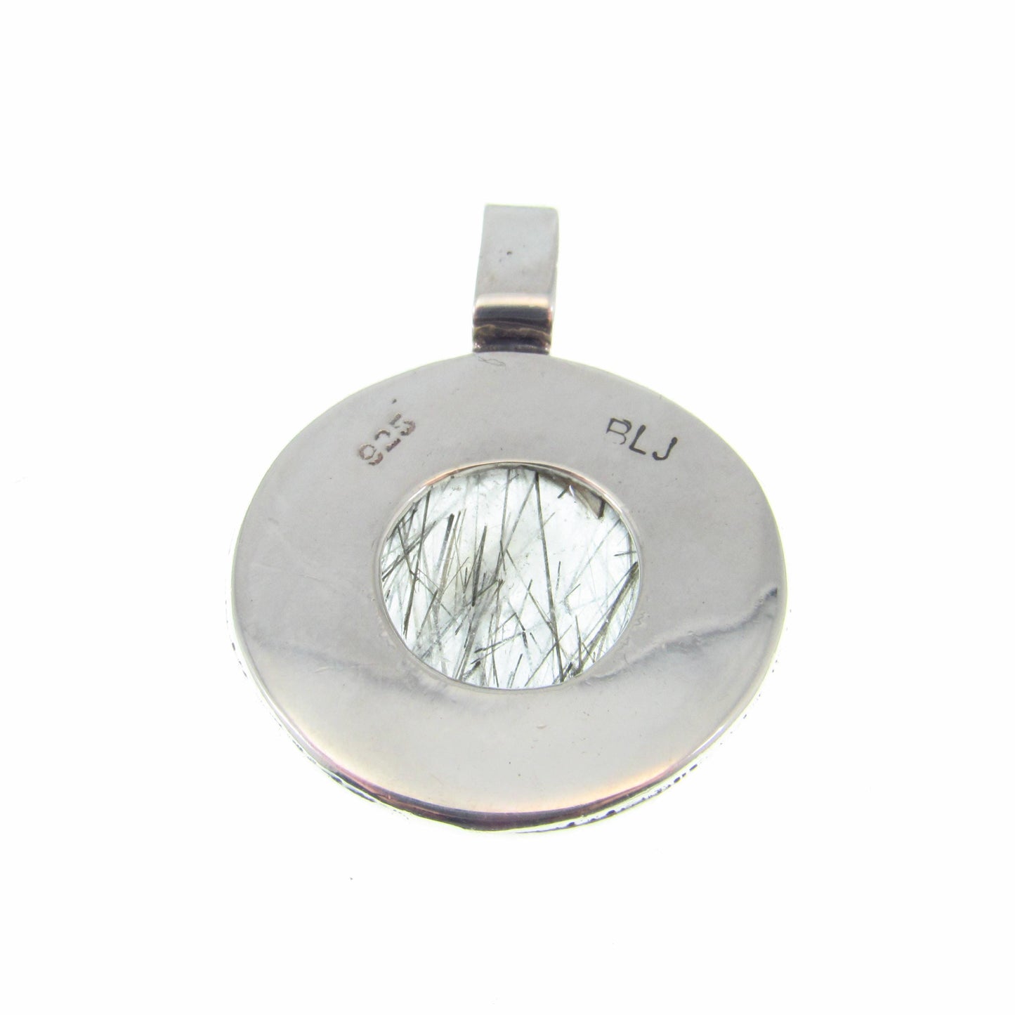 Solid 925 Sterling Silver Tourmalinated Quartz Necklace Pendant, Black Rutilated Quartz, Braided Bezel Setting, Healing Crystal Jewelry 02