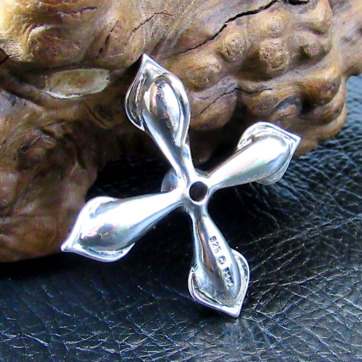 Solid 925 Sterling Silver Calla Lily Cross Slide Pendant with Faceted Amethyst Gemstone, Floral Christian Jewelry, Women’s Religious Amulet