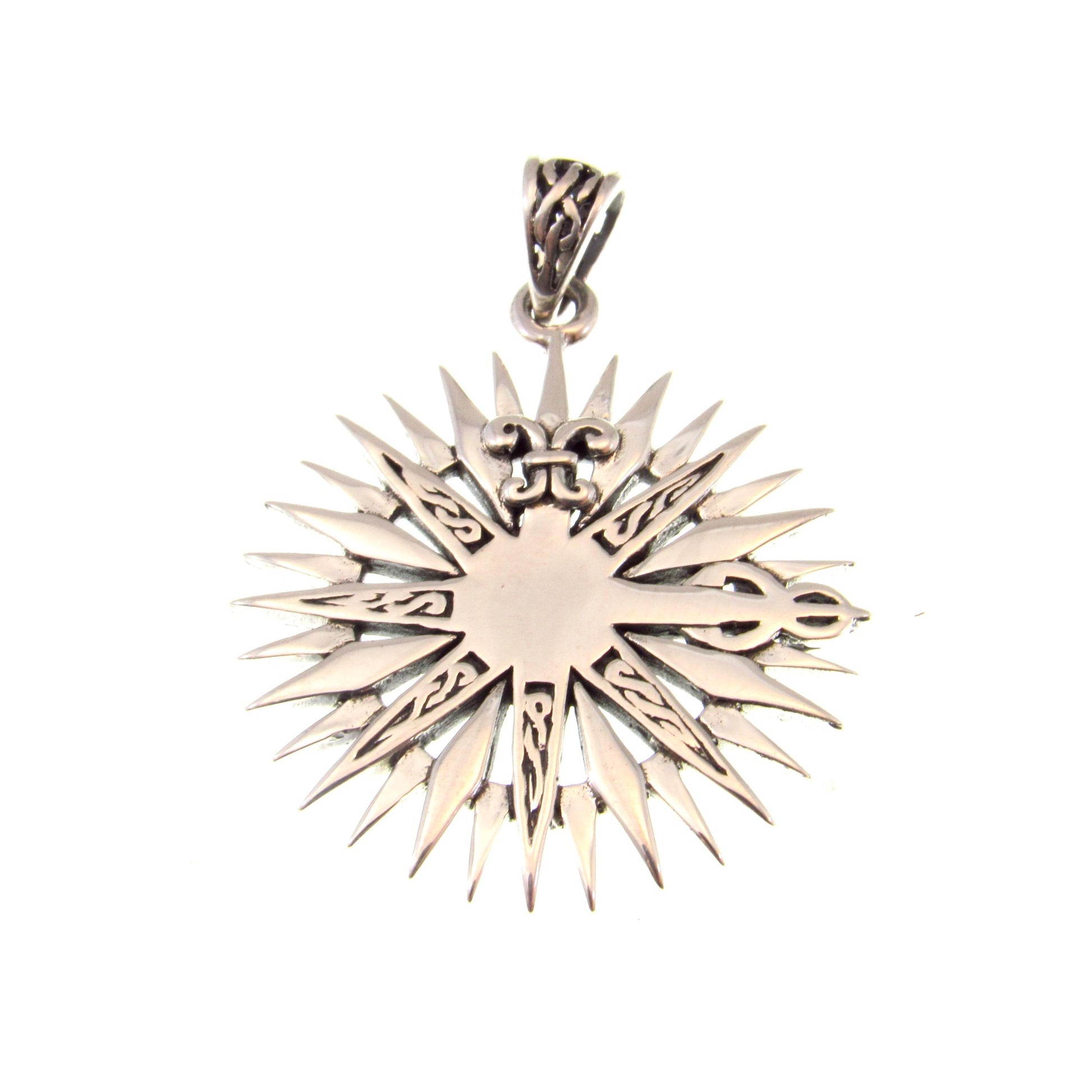 Solid 925 Sterling Silver Rose Compass Pendant, Fleur de Lis Celtic Jewelry, Nautical North Star Amulet, Nautical Gift for Men or Women