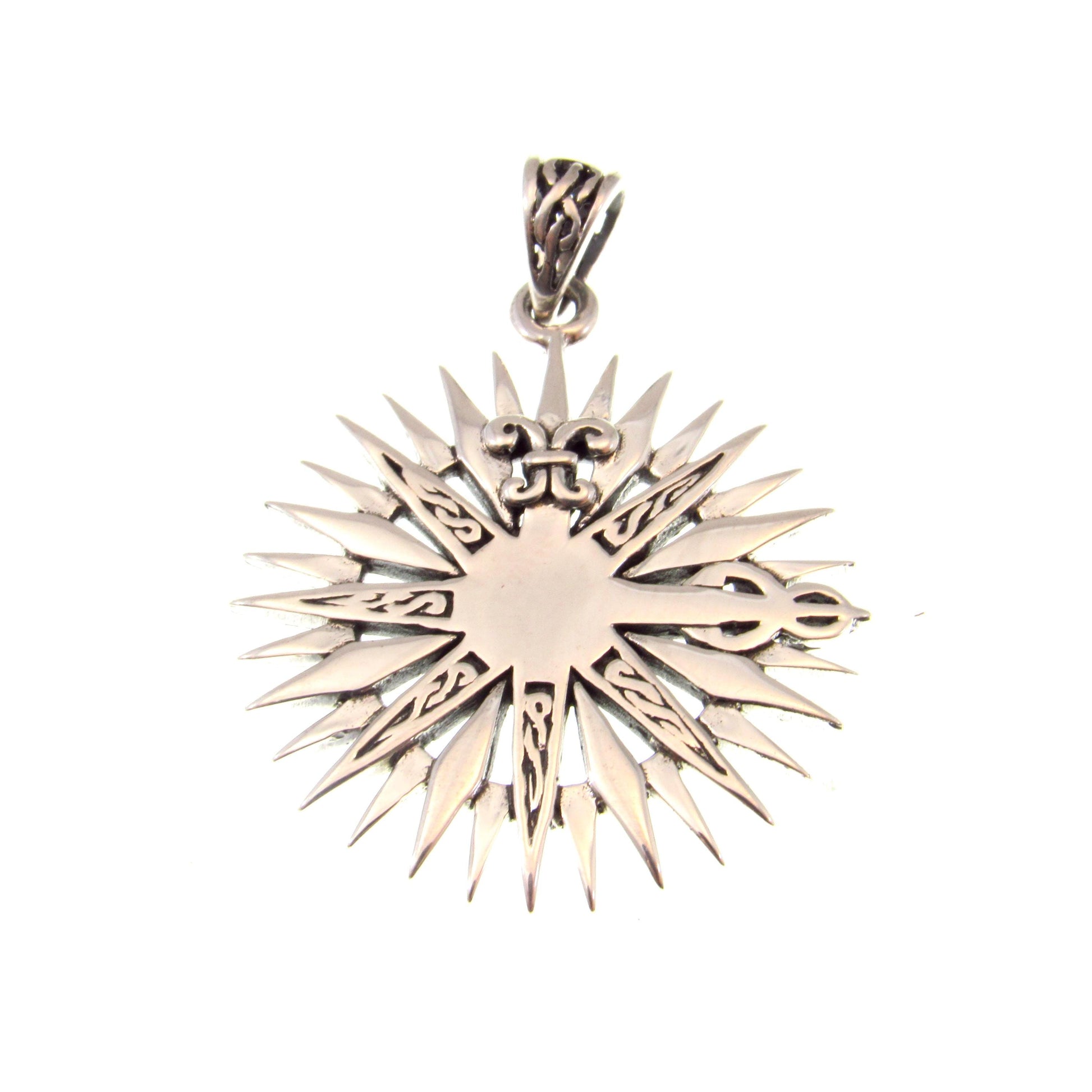 Solid 925 Sterling Silver Rose Compass Pendant, Fleur de Lis Celtic Jewelry, Nautical North Star Amulet, Nautical Gift for Men or Women