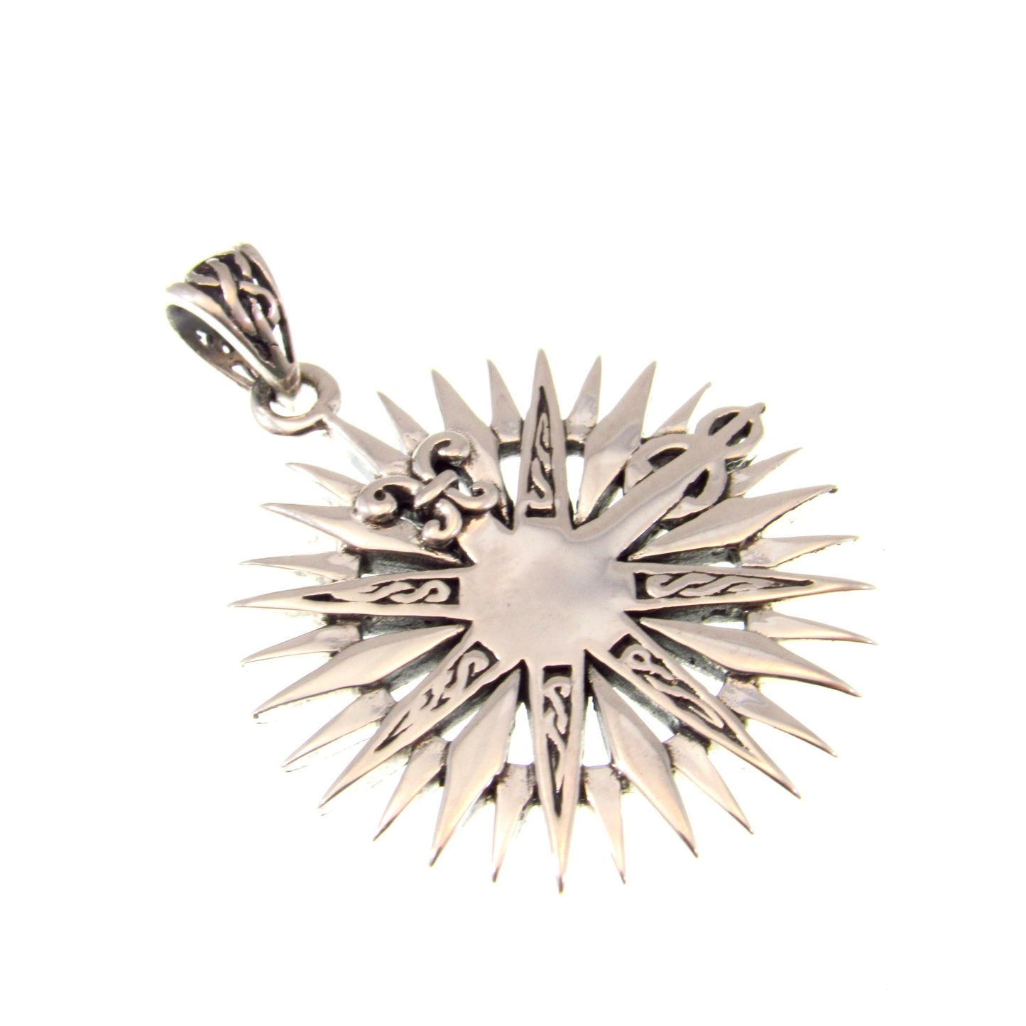 Solid 925 Sterling Silver Rose Compass Pendant, Fleur de Lis Celtic Jewelry, Nautical North Star Amulet, Nautical Gift for Men or Women