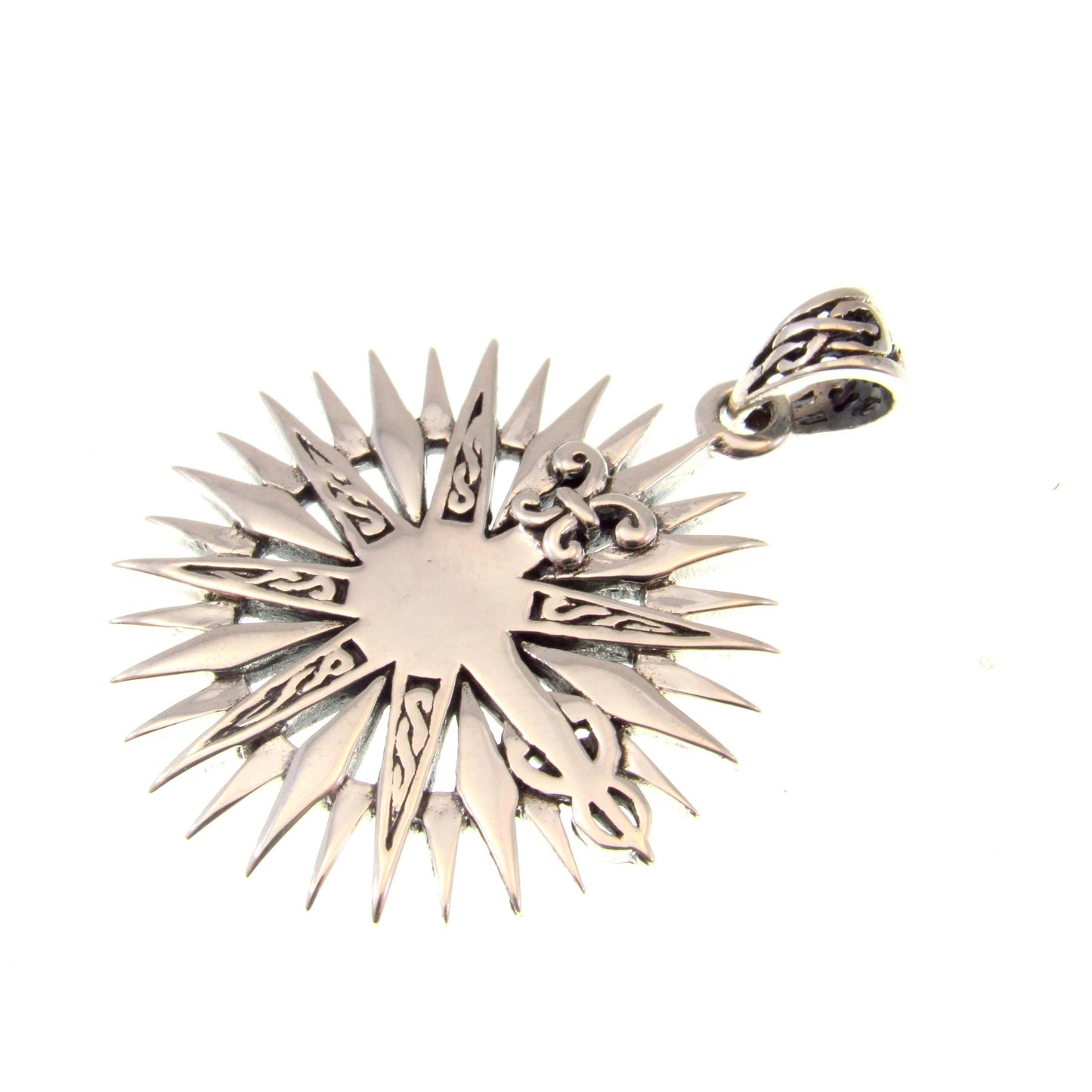 Solid 925 Sterling Silver Rose Compass Pendant, Fleur de Lis Celtic Jewelry, Nautical North Star Amulet, Nautical Gift for Men or Women