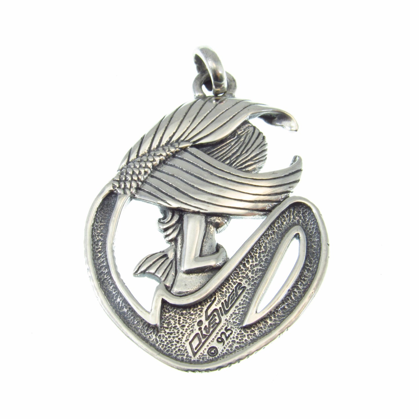 Solid 925 Sterling Silver Celtic Mermaid Goddess Pendant, Ocean Mythical Sea Maiden Jewelry, Nautical Mermaidcore Gift for Men & Women